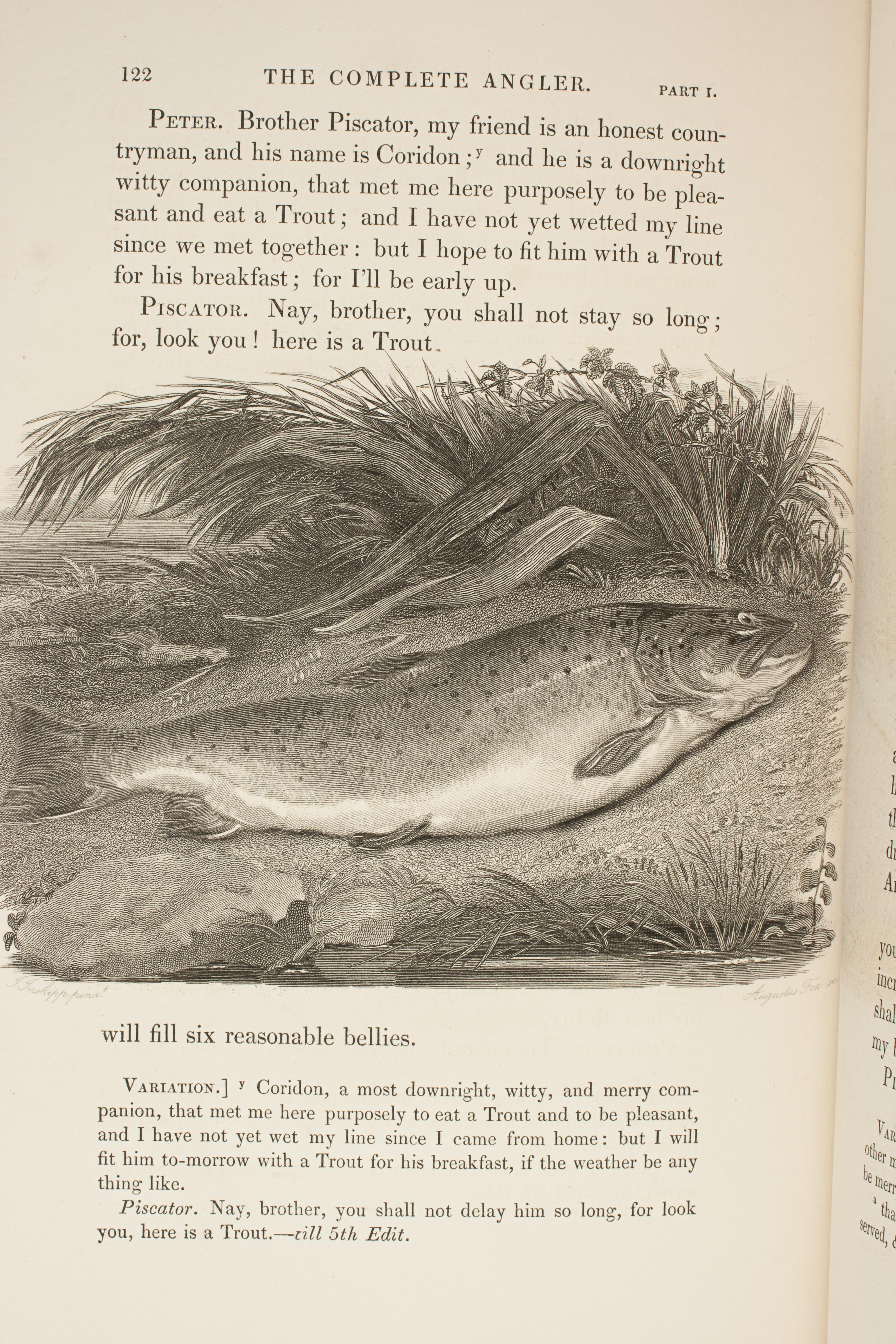 Complete Angler by Izaak Walton, 19th Century Fishing Book Two Volumes In Good Condition In Oxfordshire, GB