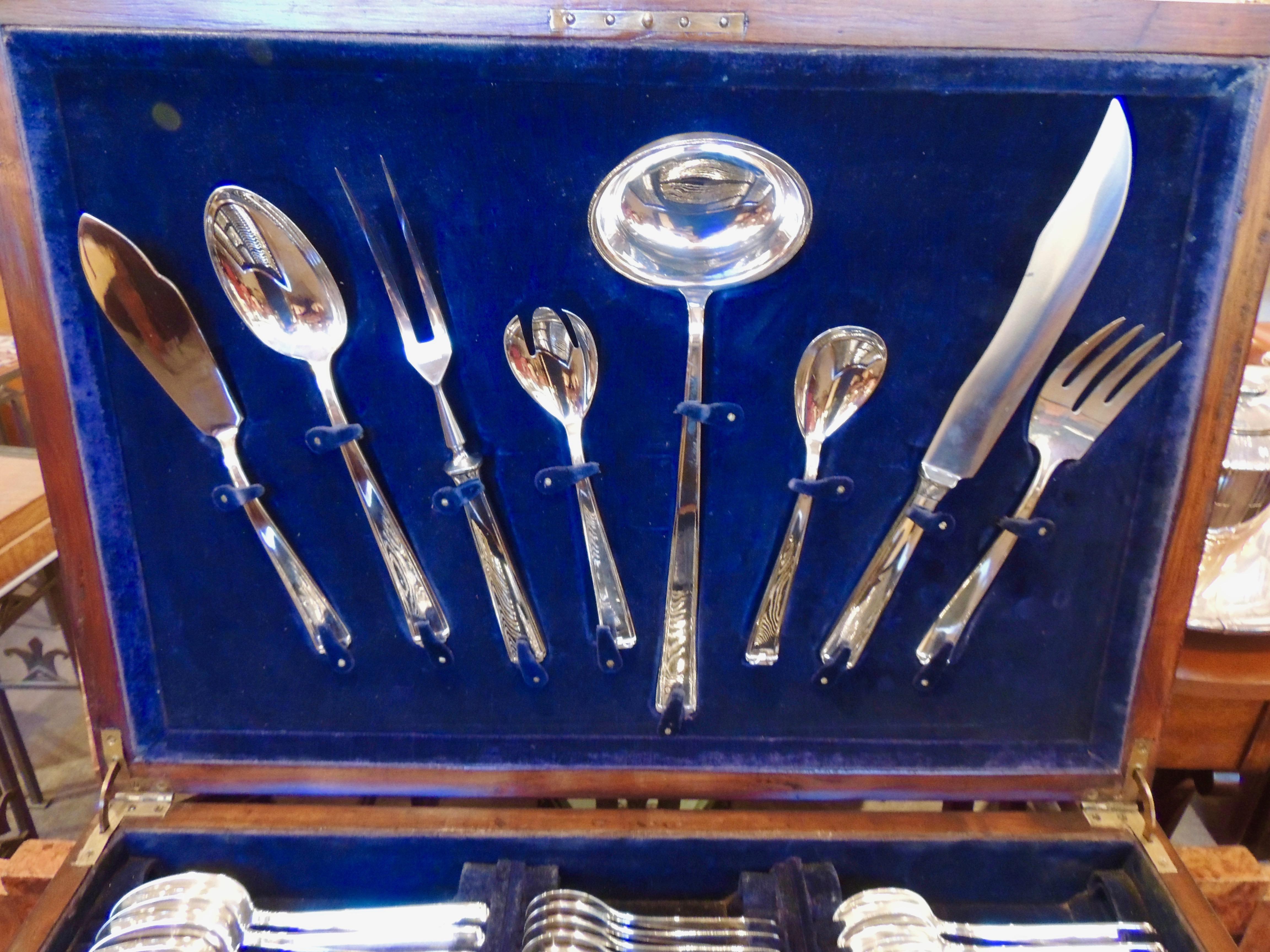 Complete Art Deco Silverware Service by Plata Lappas in Cabinet 3