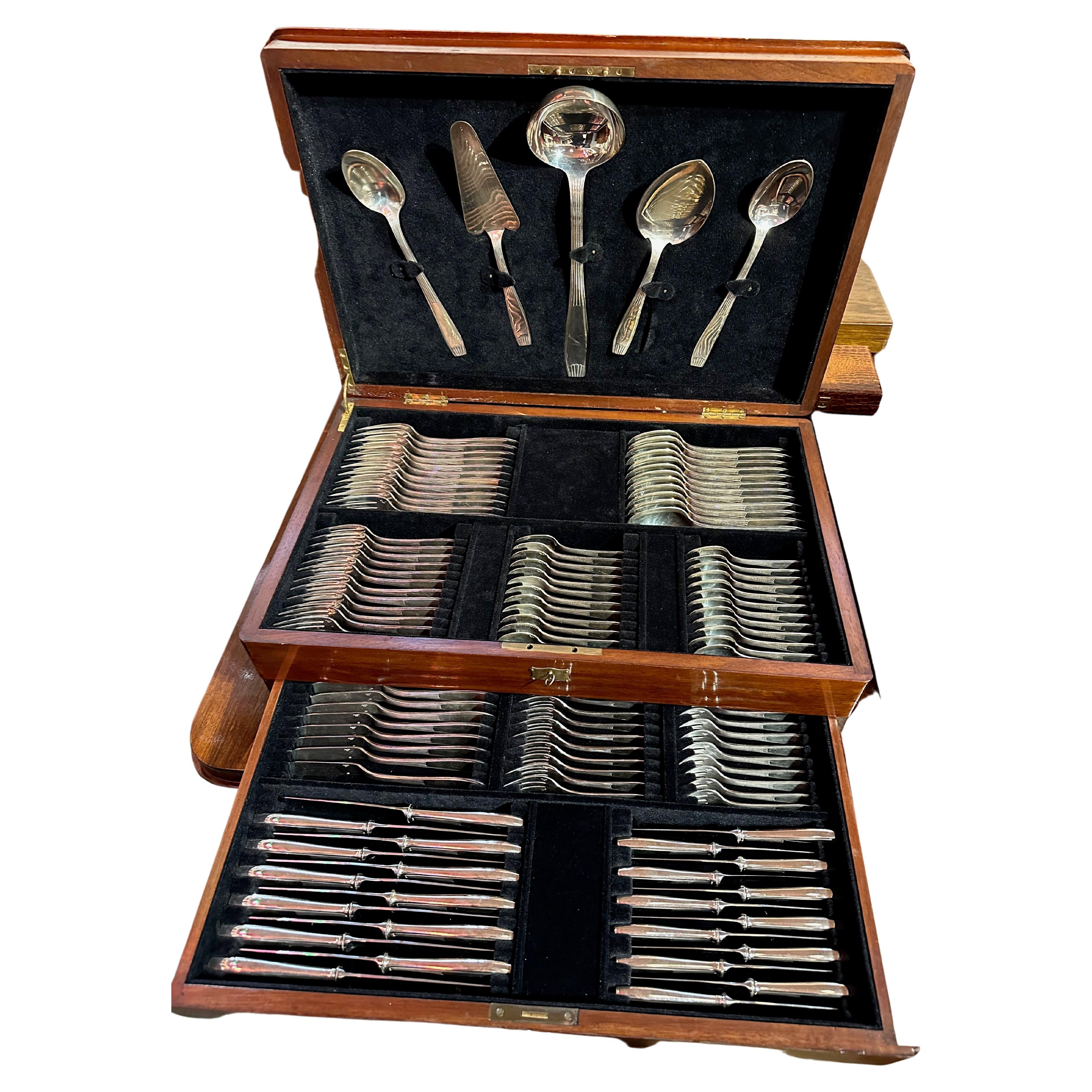 Complete Art Deco Silverware Service for 12 by Christofle in Fitted Wooden  Chest For Sale at 1stDibs | salvador dali silverware, christofle cutlery,  christofle greece