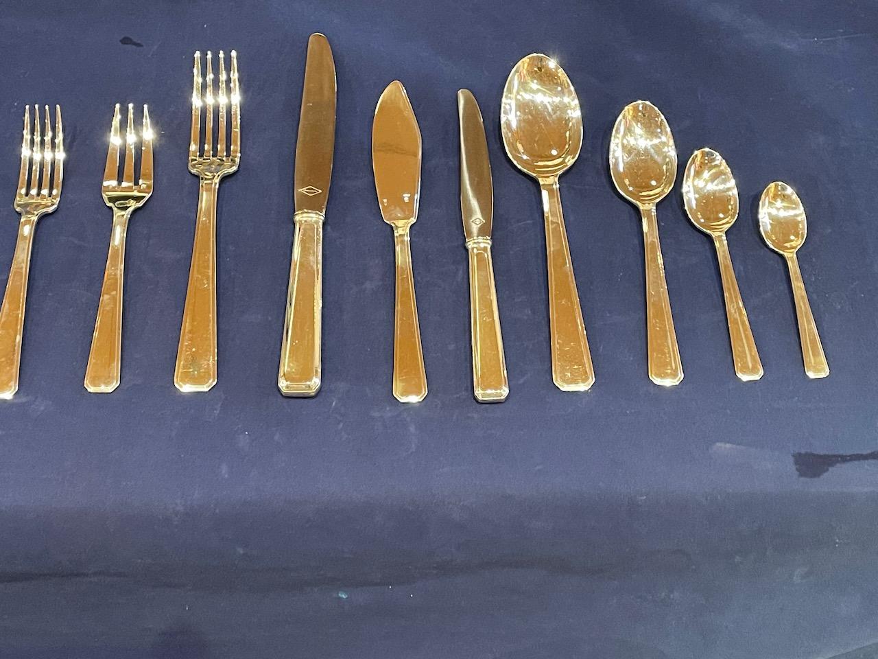 Complete Art Deco Silverware Service for 12 by Ravinet d'Enfert of France 2