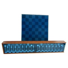 Set completo di scacchi Austin COX ALCOA 1962 con scatola e tavola da esposizione