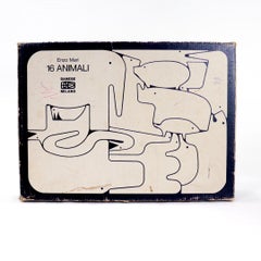 Juego completo de puzzles de 16 animales en caja de Enzo Mari para Danesse Milano