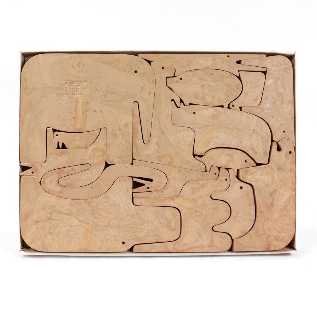 Komplettes 16 Animali- Puzzle-Set in Schachtel von Enzo Mari für Danesse Milano (Moderne der Mitte des Jahrhunderts) im Angebot
