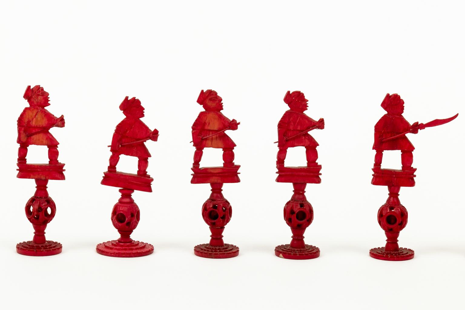 Carved Complete Chinese Chess Set with Puzzle Ball Bases