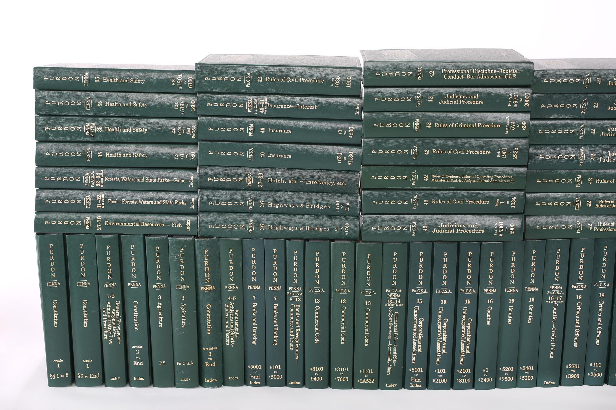 Paper Complete Purdon's Gilt Leather Bound Library Book Collection  Set For Sale
