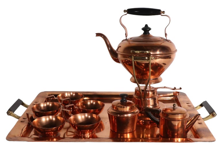 Complete Copper Tea Set by Joseph Heinrichs For Sale at 1stDibs