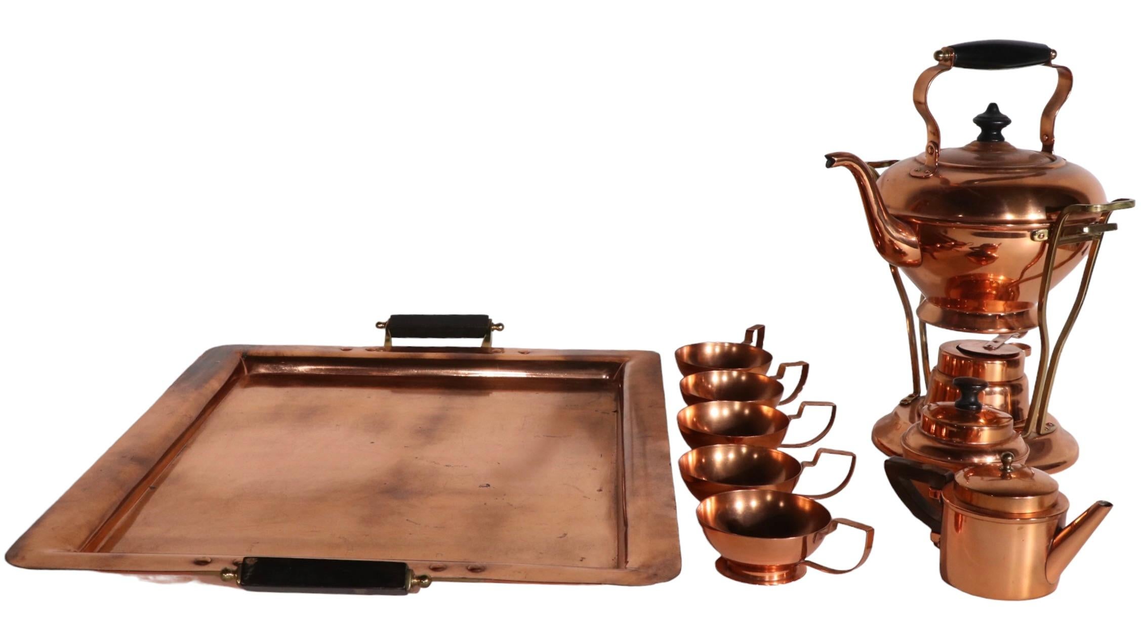 20th Century Complete Copper Tea Set by Joseph Heinrichs