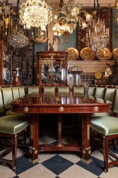 Juego de Comedor Completo con Vitrina, Reloj, Bufetes, Espejo y Chimenea