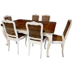 Complete Dining Room with Table, Six Chairs and French Provencal Sideboard, 1920