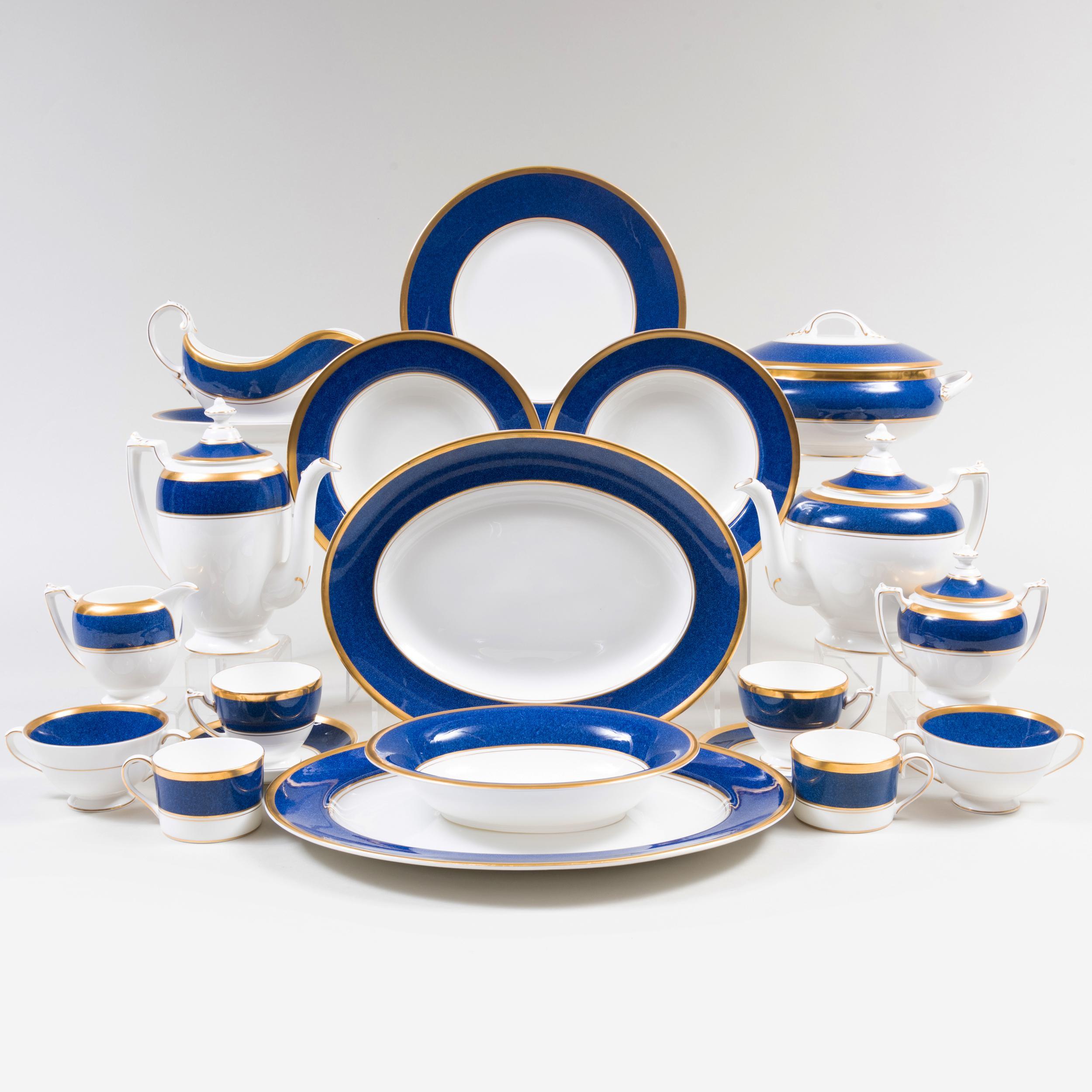 Complete English Porcelain Dinner Service For 12 People With Coffee/Tea Service For Sale 12