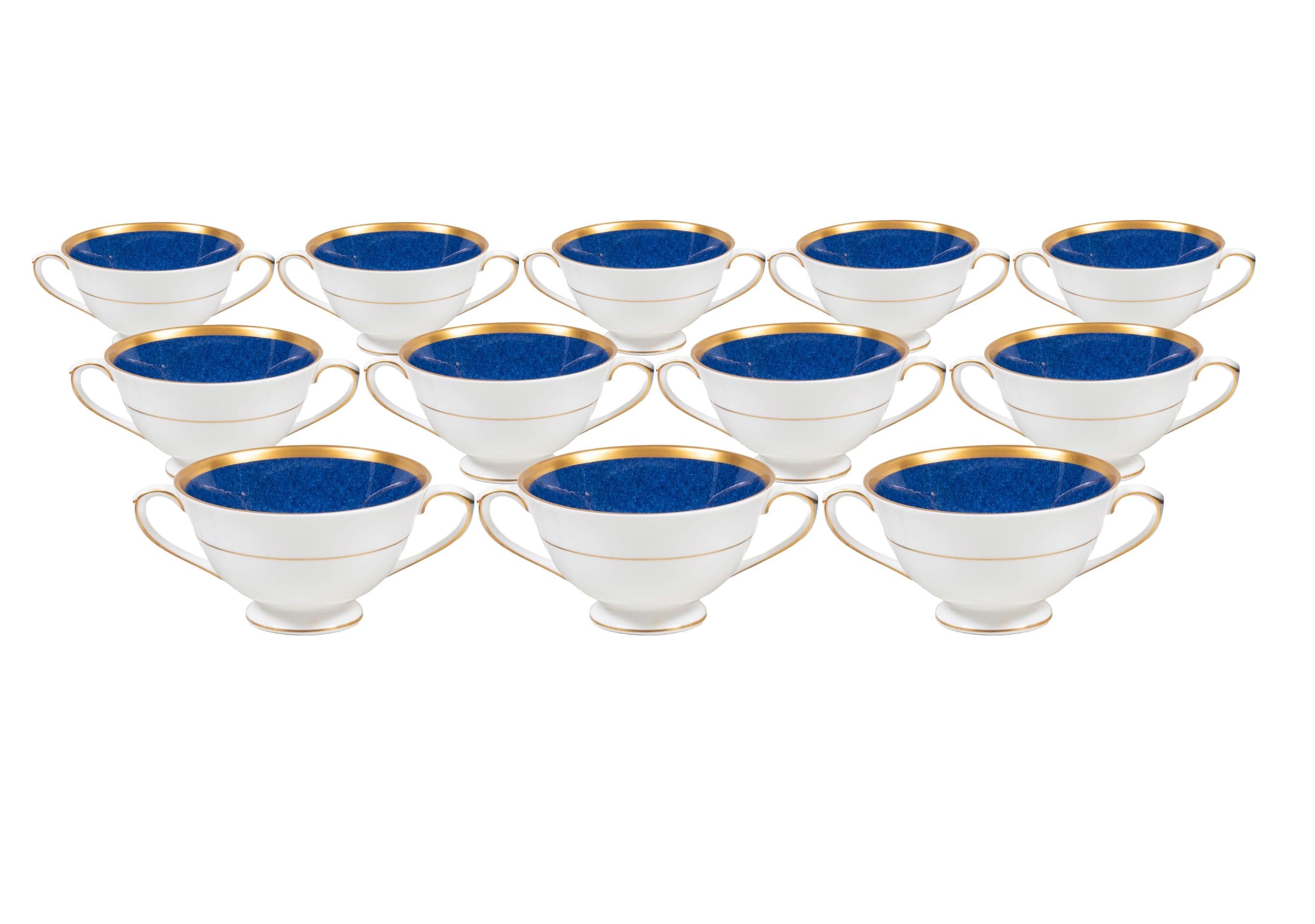 Gilt Complete English Porcelain Dinner Service For 12 People With Coffee/Tea Service For Sale