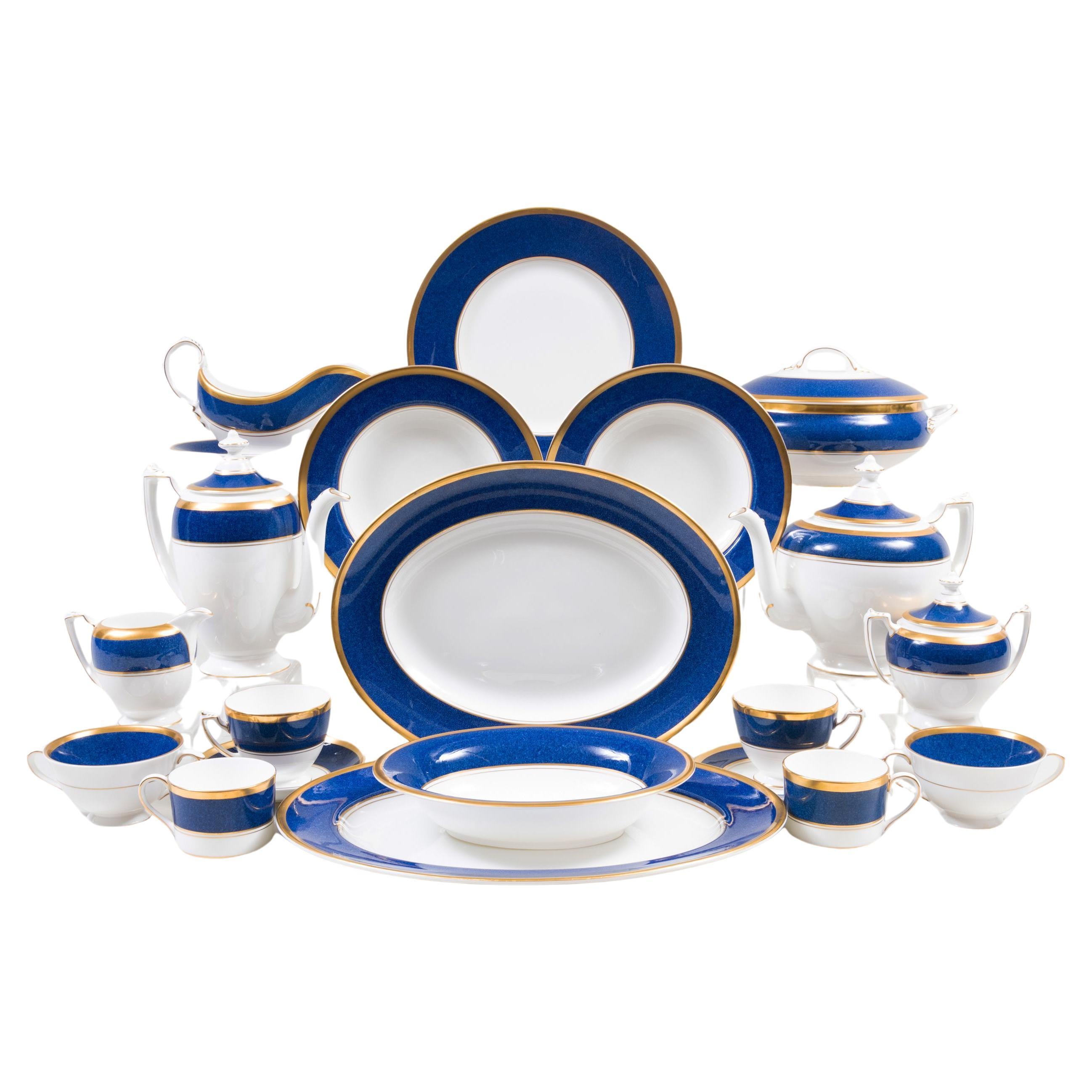 Complete English Porcelain Dinner Service For 12 People With Coffee/Tea Service For Sale