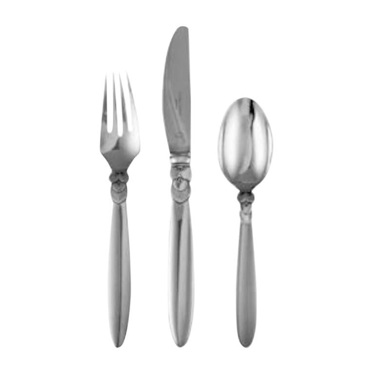 Complete Georg Jensen Cactus Sterling Silverware Service For Sale