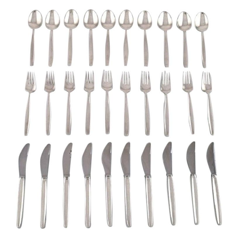 Georg Jensen: Zypressen-Löffelservice aus Sterlingsilber für zehn Personen im Angebot