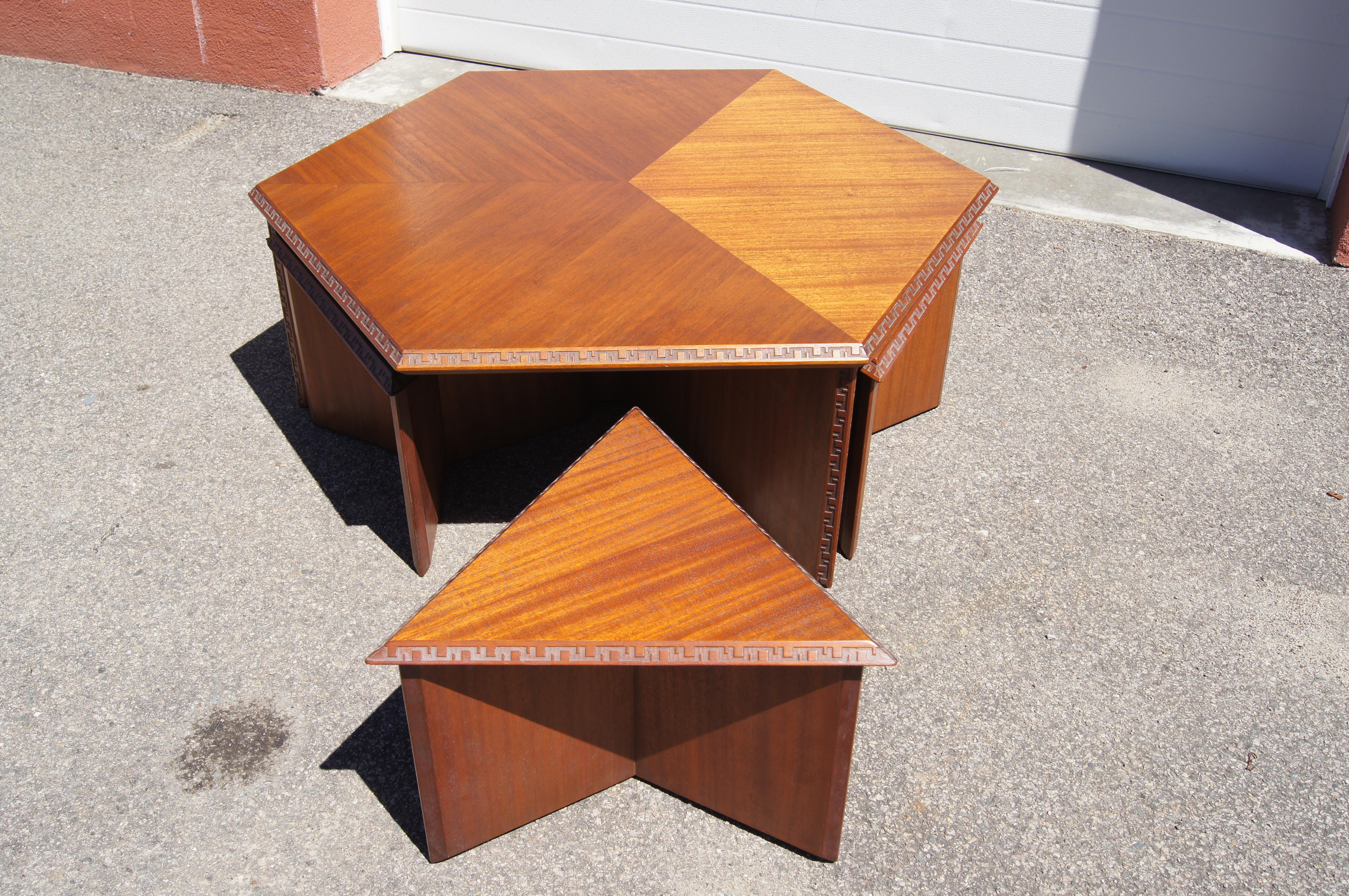 Mid-Century Modern Complete Taliesin Coffee Table Set by Frank Lloyd Wright for Heritage-Henredon