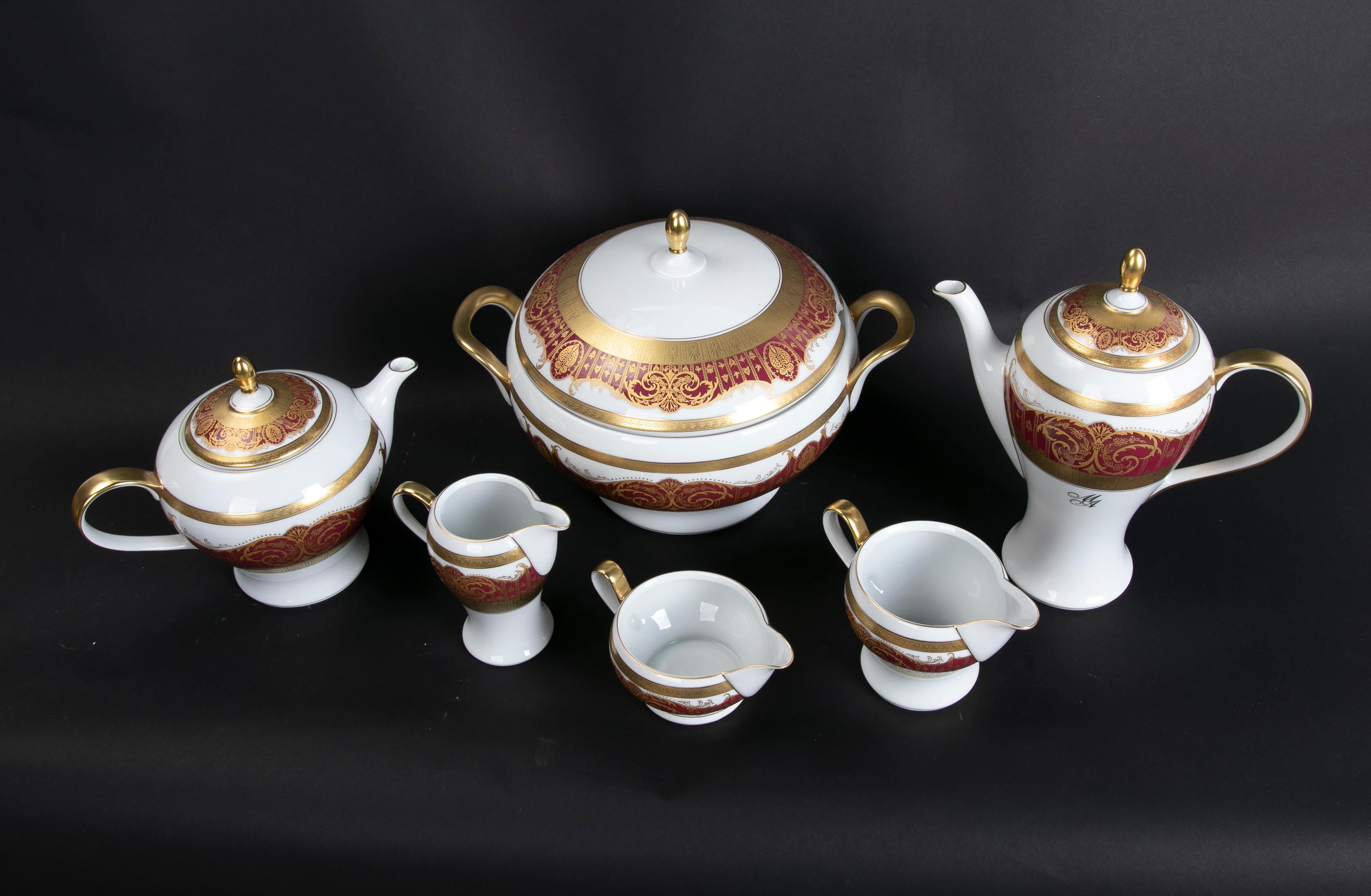 1970s Karlovarsky porcelain tableware from Czech Republic. It's Bohemian fine porcelain and it has inscriptions (