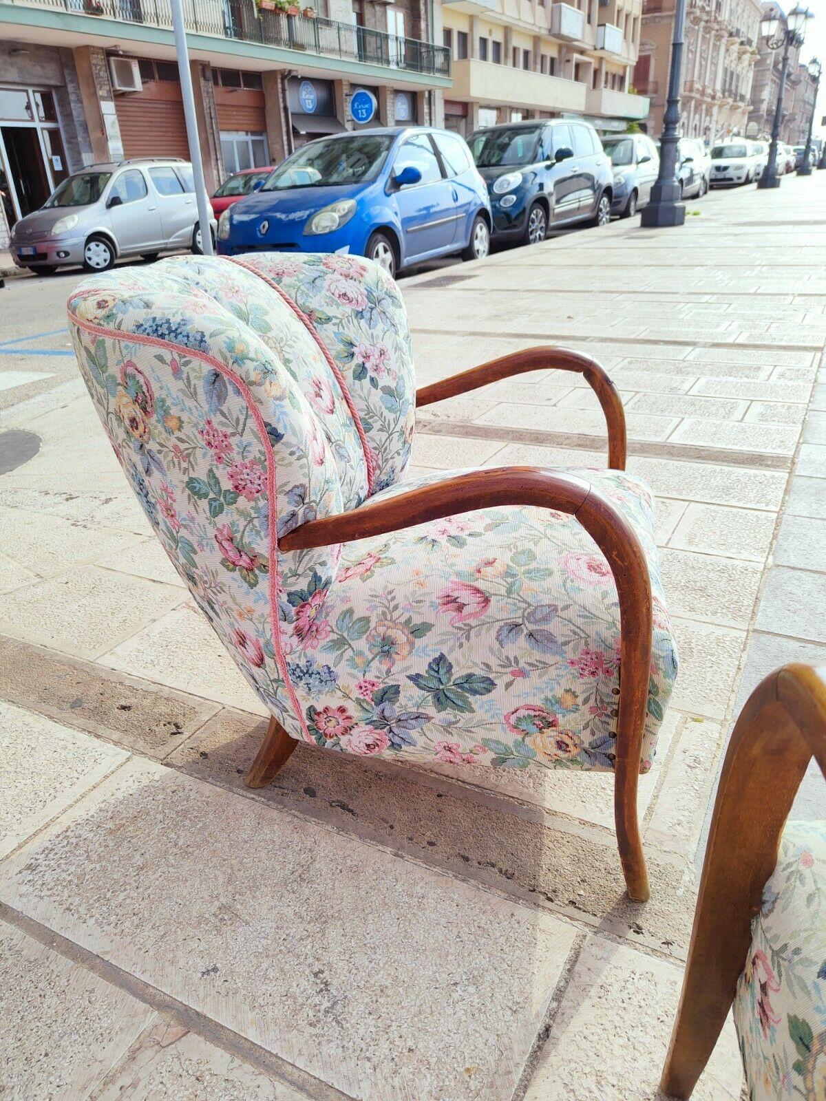 Italian Complete Living Room Set Sofa and Two Armchairs, Art Decò Design, 1960s