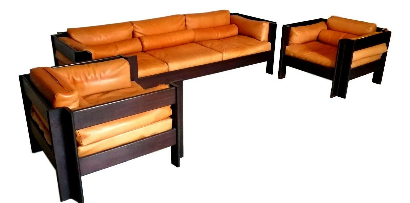 Leather Complete Living Room Sofa and Armchairs Design Sergio Asti for Poltronova, 1962 For Sale
