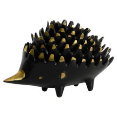 Complete mid-century brass hedgehog ashtray by Walter Bosse for Herta Baller