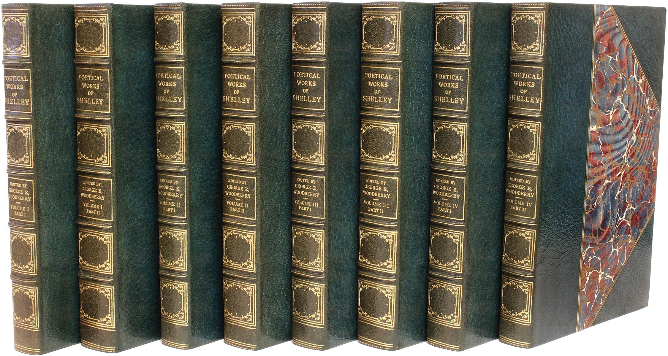 Late 19th Century Complete Poetical Works of Percy Bysshe Shelley, 8 Vols, 1892, Leather Bound