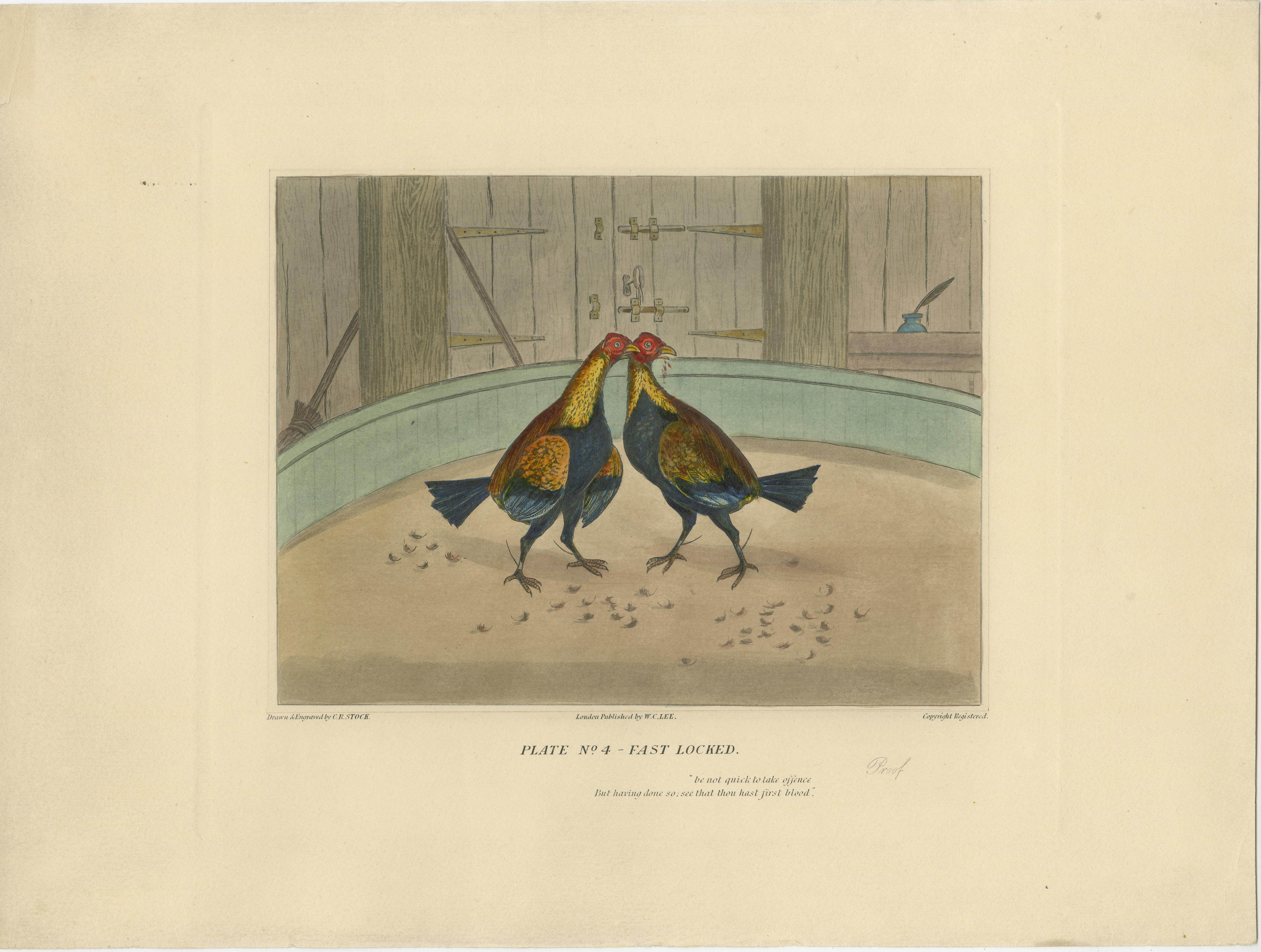 Mid-19th Century Complete Series: Six Old Cockfight Etchings, London 1830 For Sale