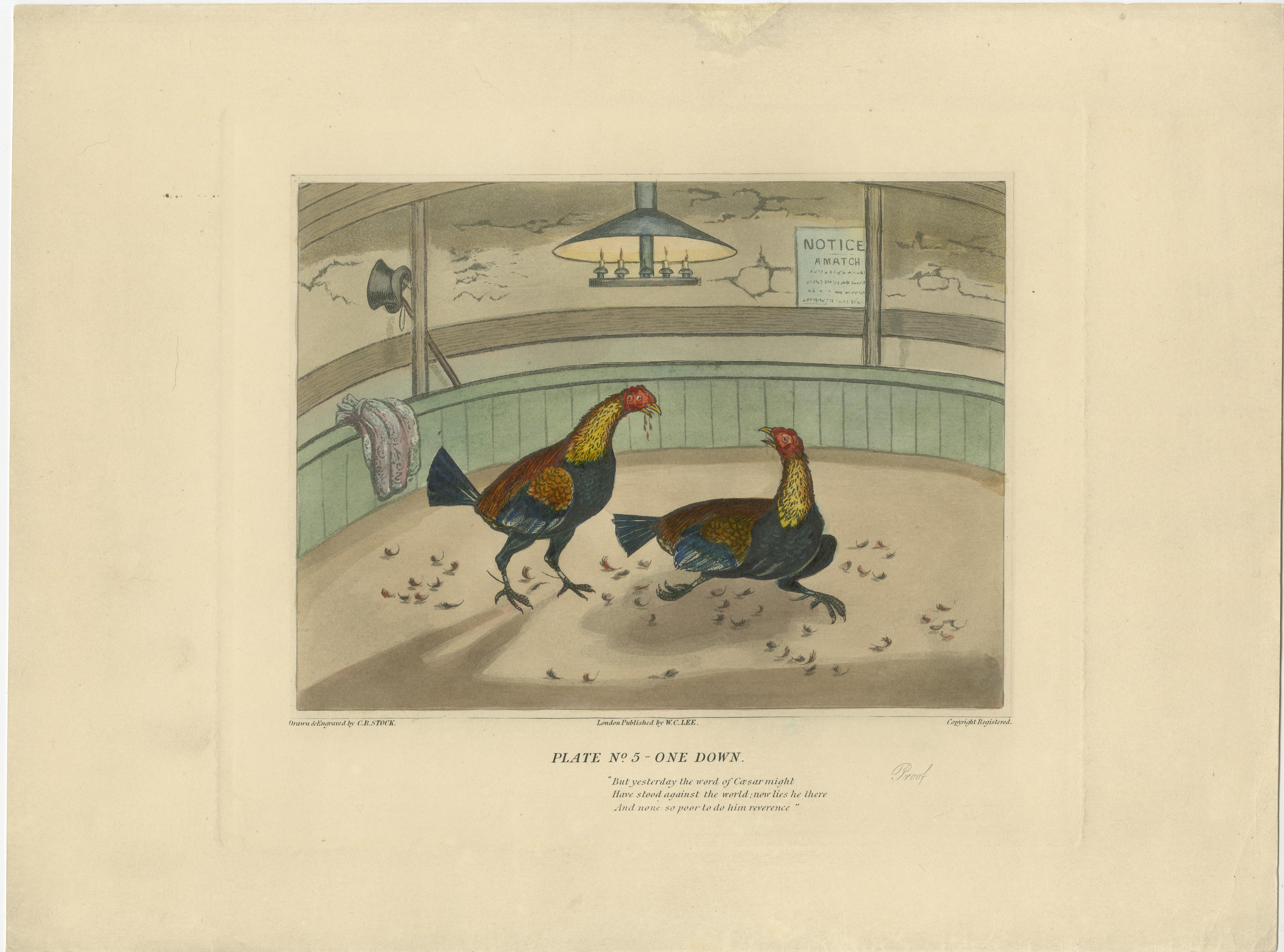 Paper Complete Series: Six Old Cockfight Etchings, London 1830 For Sale