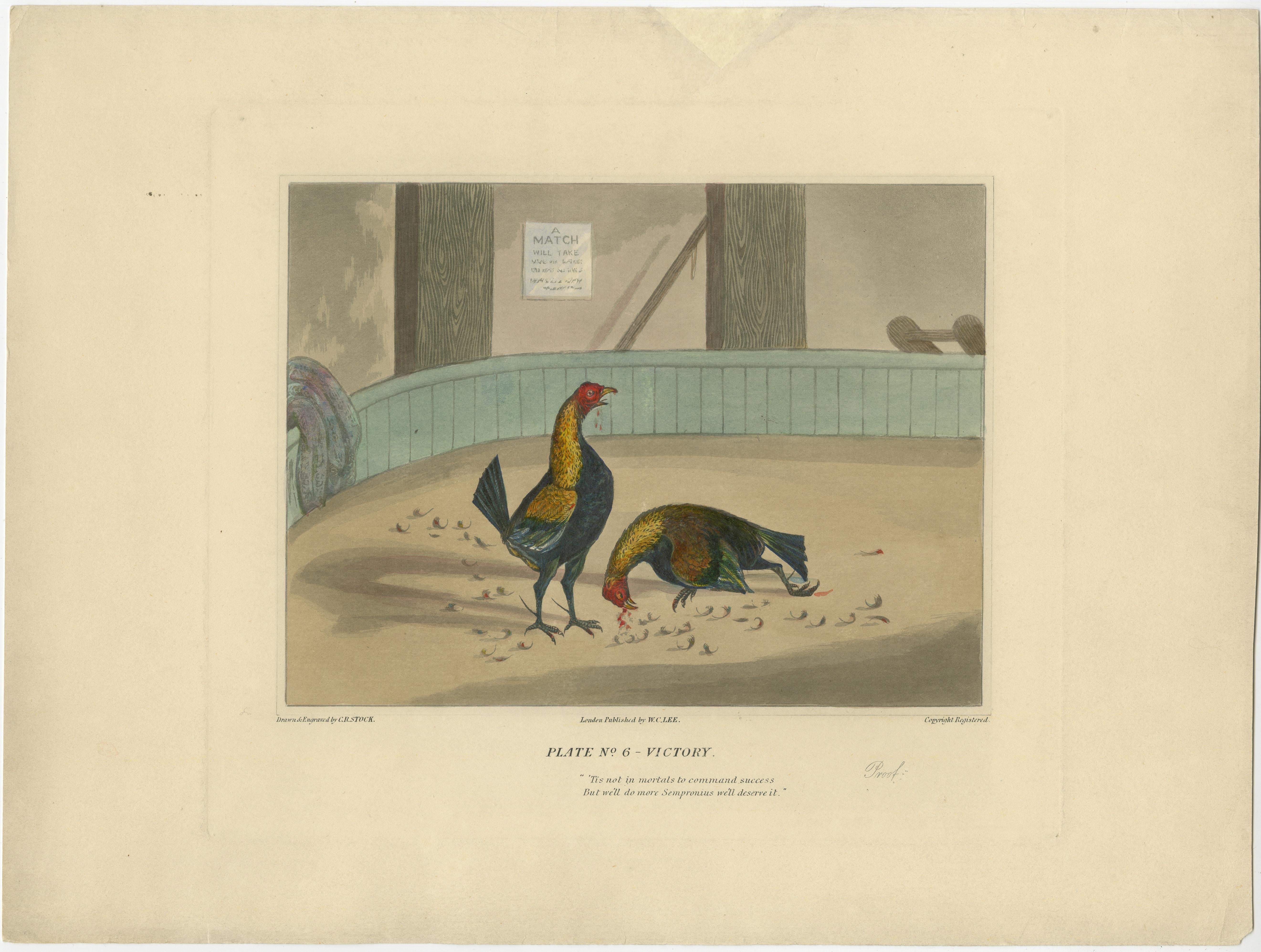 Complete Series: Six Old Cockfight Etchings, London 1830 For Sale 1