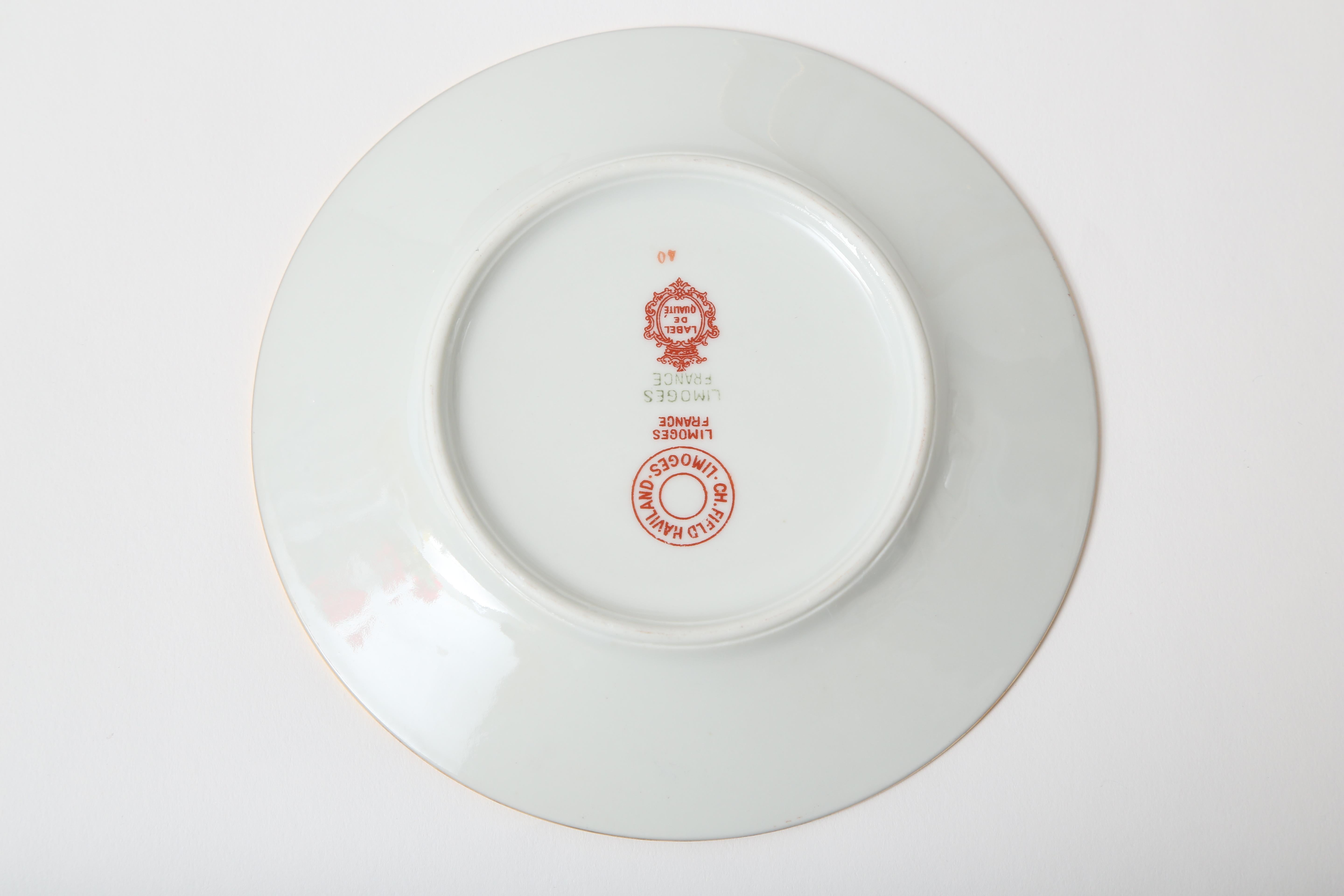 Gold Complete Service for 12, Limoges Porcelain Periwinkle Blue Vintage