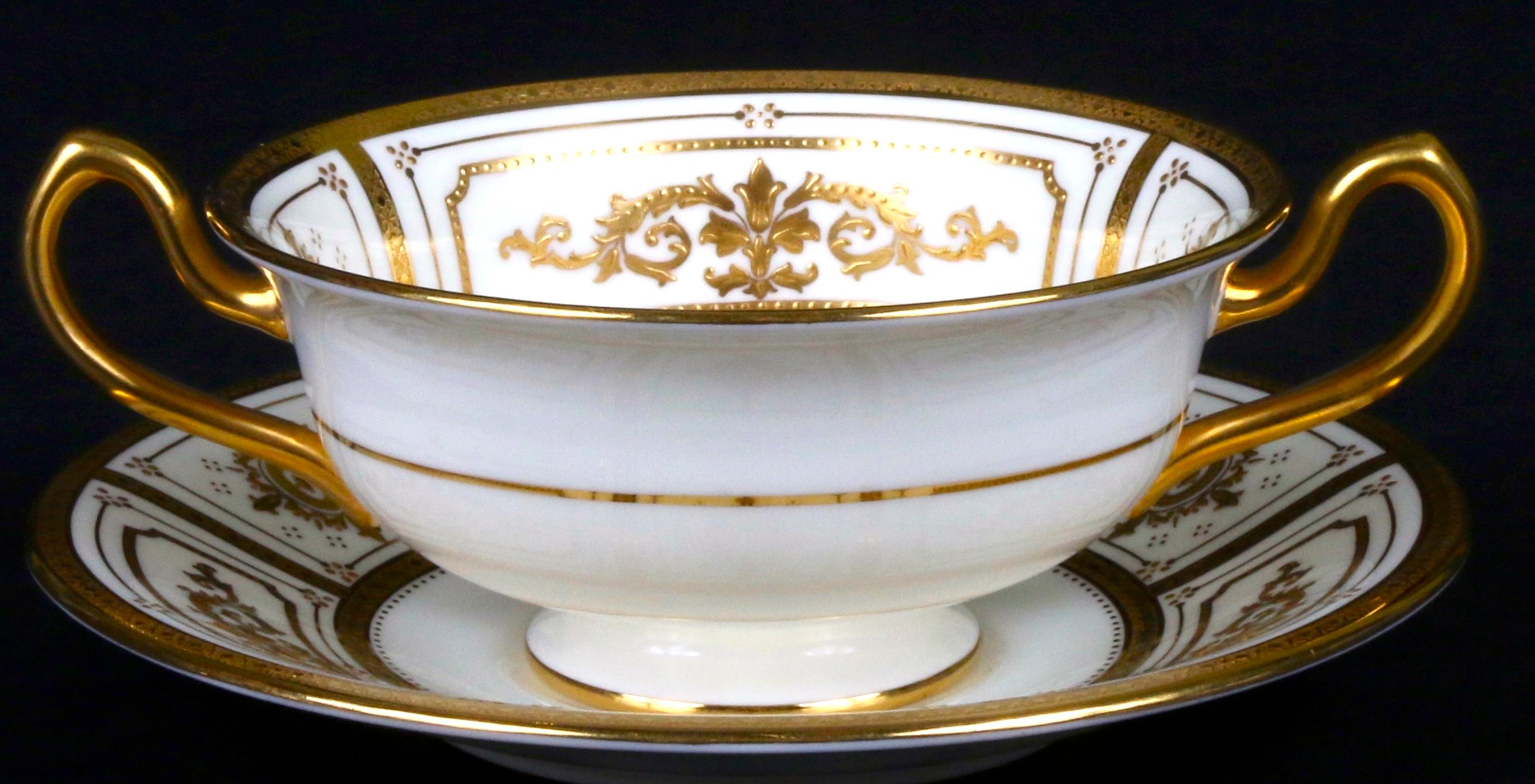 Complete Service for 12 of Minton for Tiffany Neoclassical Style Gilded Plates For Sale 5