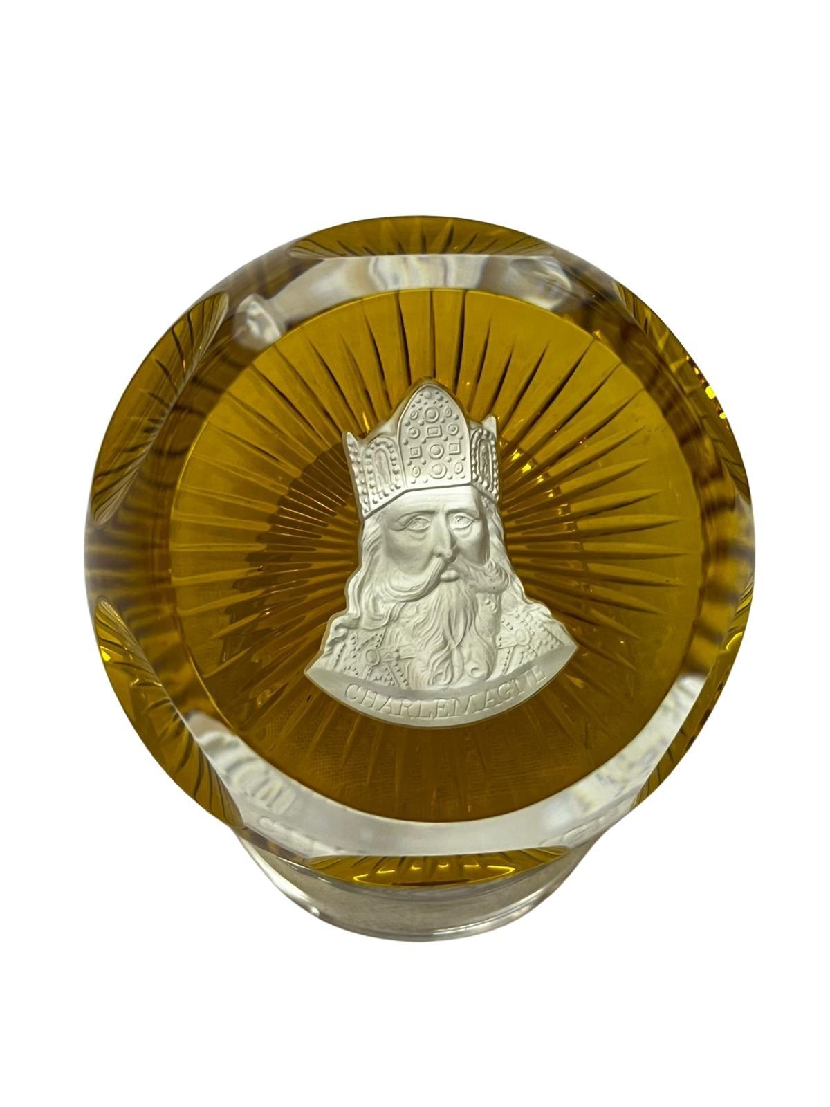 Complete set 12 paperweights famous leaders history crystal Baccarat France 1970 7