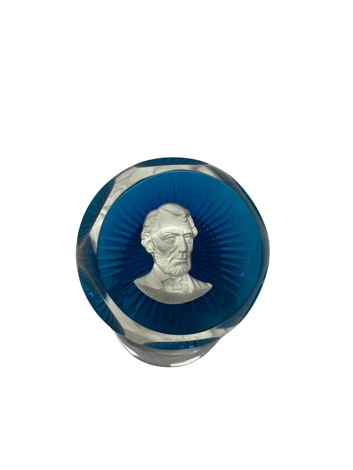 Complete set 12 paperweights famous leaders history crystal Baccarat France 1970 9
