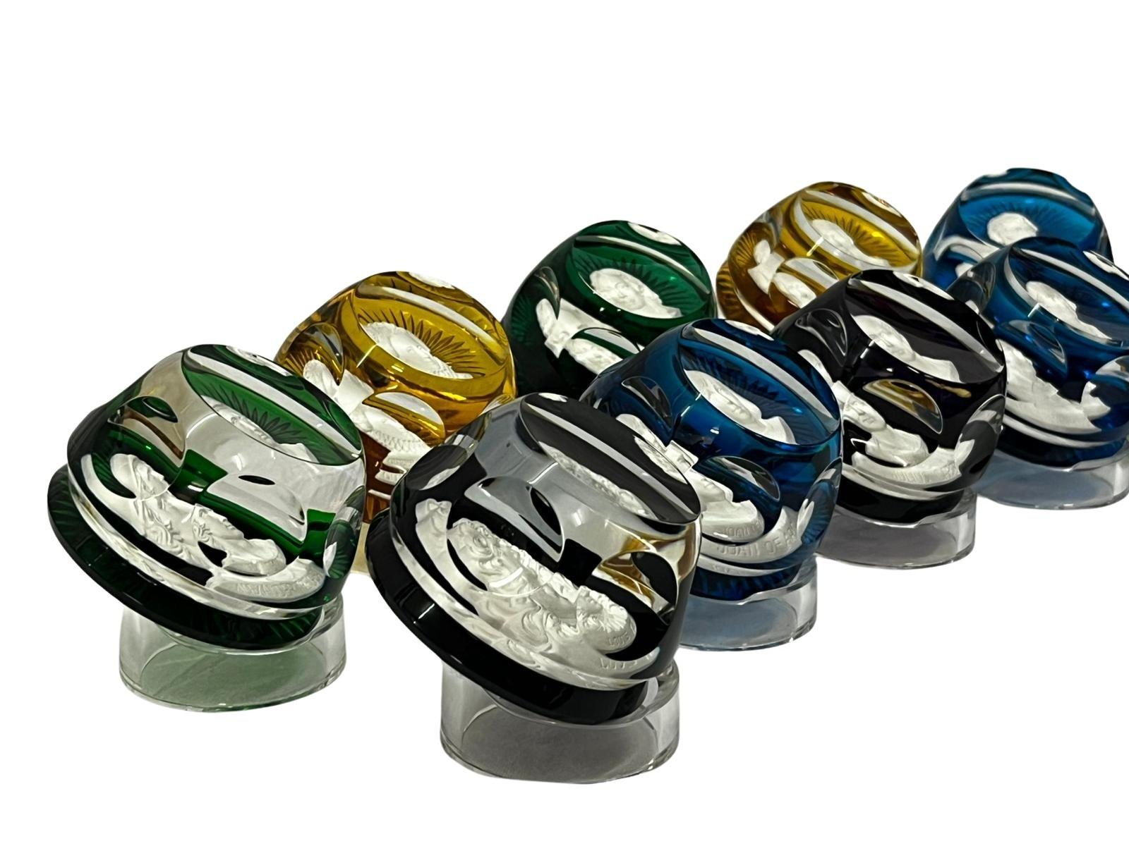 Mid-Century Modern Complete set 12 paperweights famous leaders history crystal Baccarat France 1970