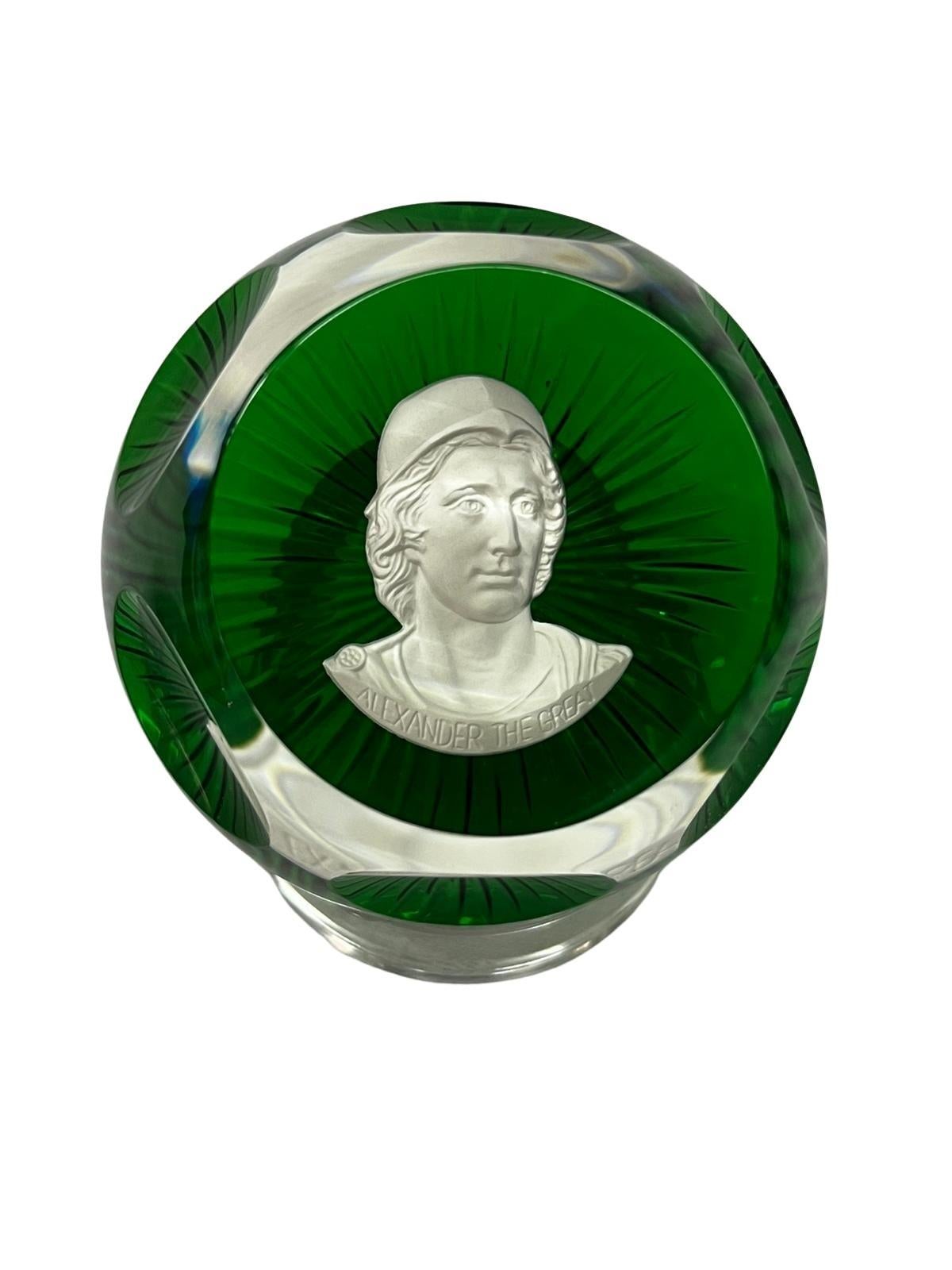 Complete set 12 paperweights famous leaders history crystal Baccarat France 1970 1