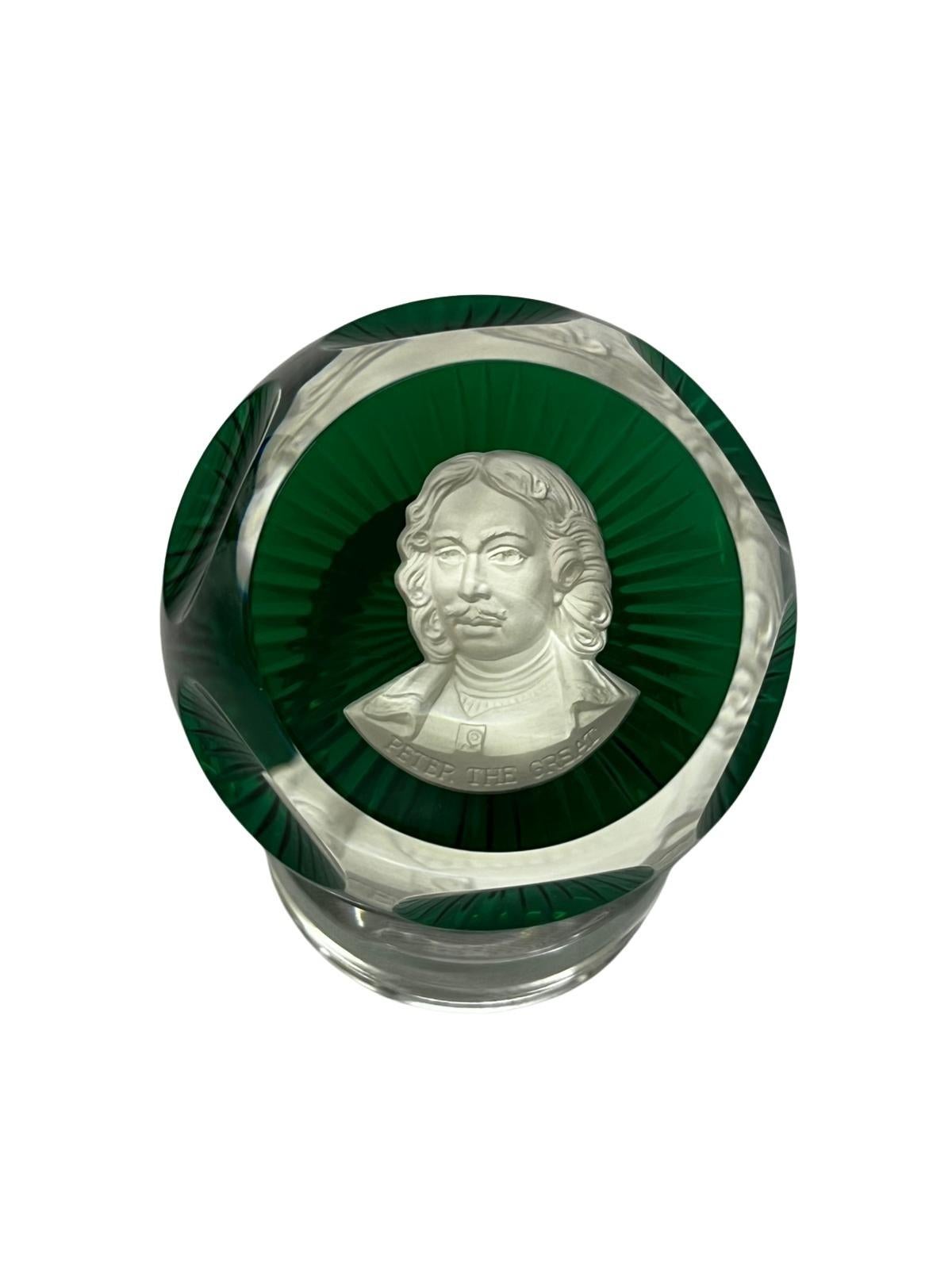 Complete set 12 paperweights famous leaders history crystal Baccarat France 1970 2