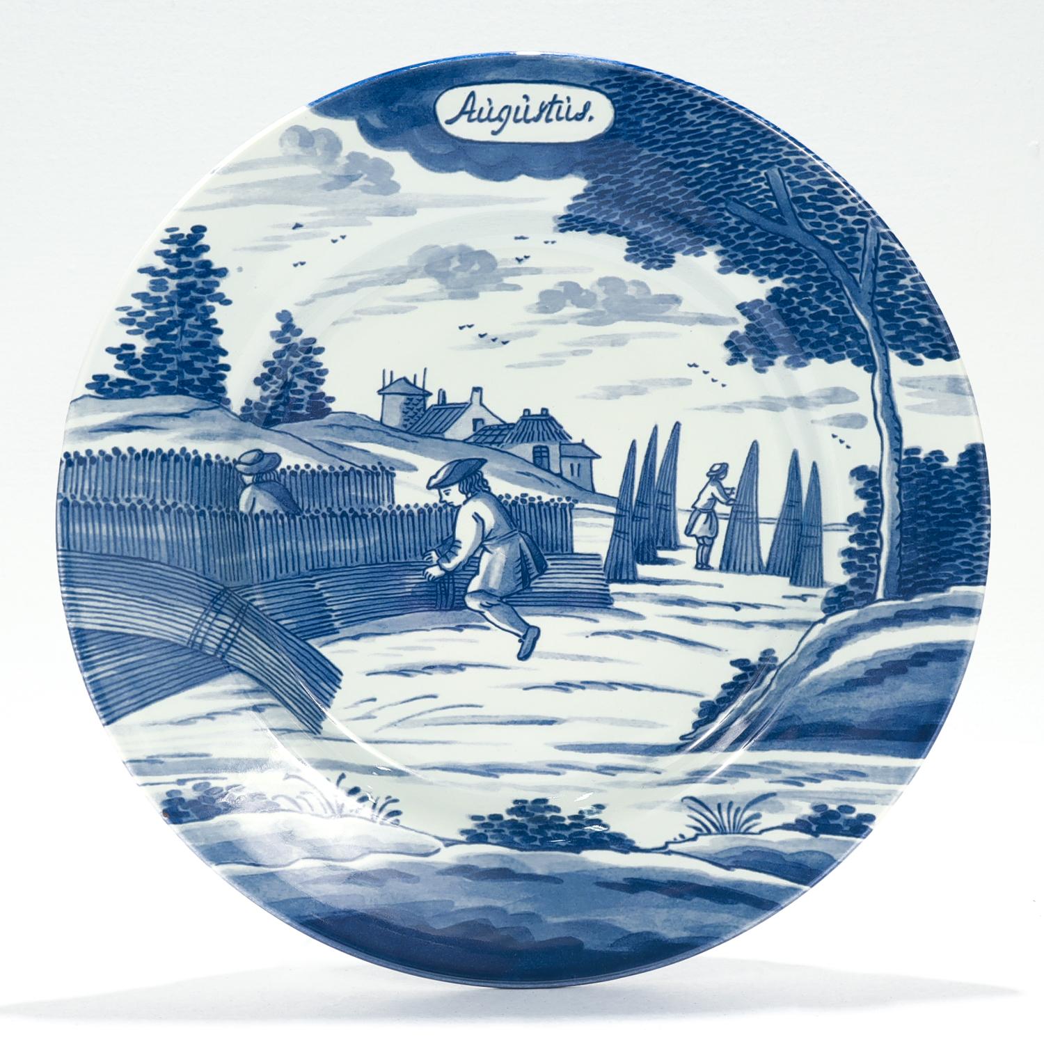 Kompletter Satz von 12 niederländischen Delft-Kalendertafeln der Erstausgabe des Metropolitan Museums 3