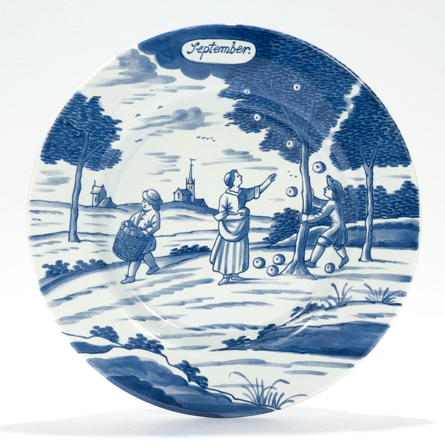 Kompletter Satz von 12 niederländischen Delft-Kalendertafeln der Erstausgabe des Metropolitan Museums 4