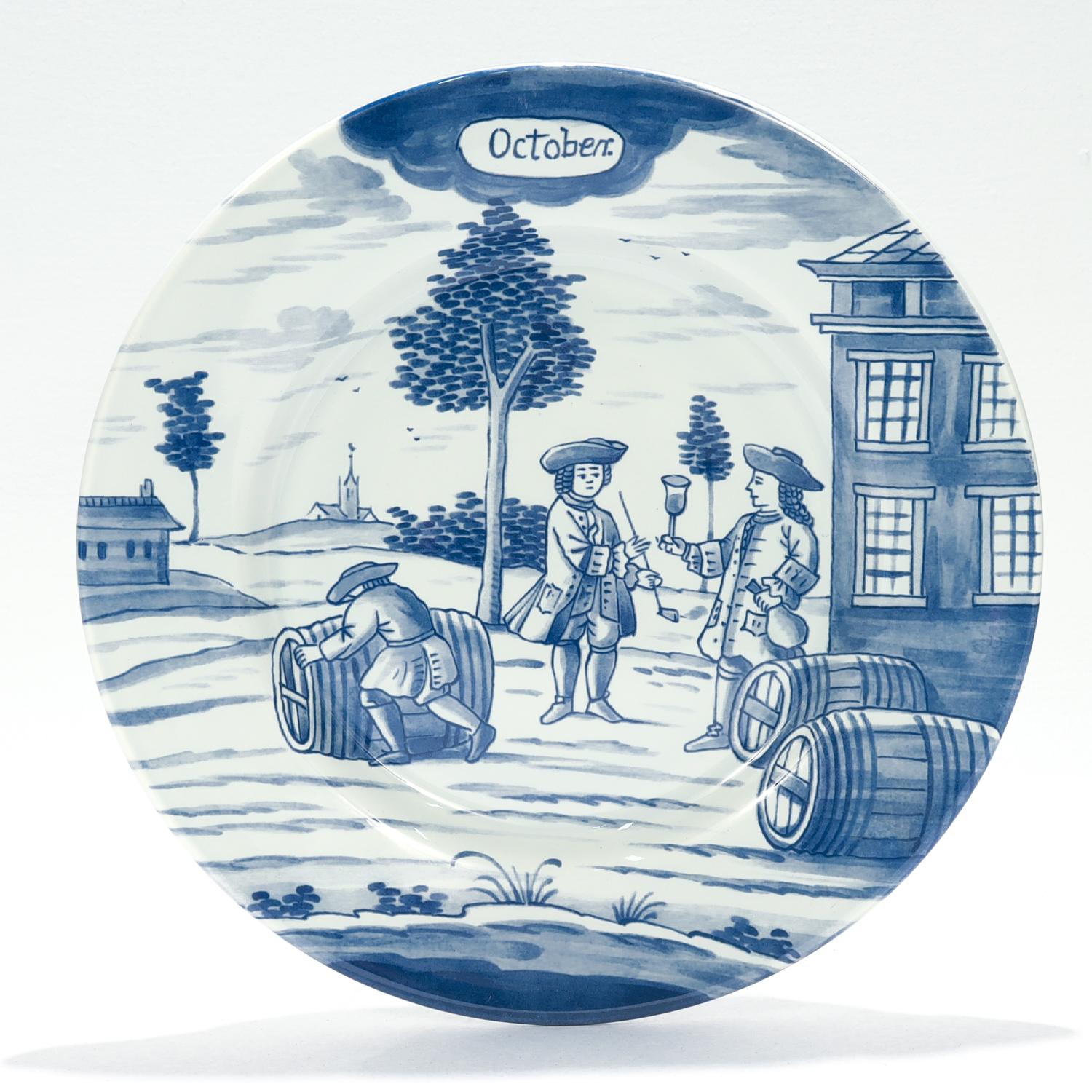 Kompletter Satz von 12 niederländischen Delft-Kalendertafeln der Erstausgabe des Metropolitan Museums 5