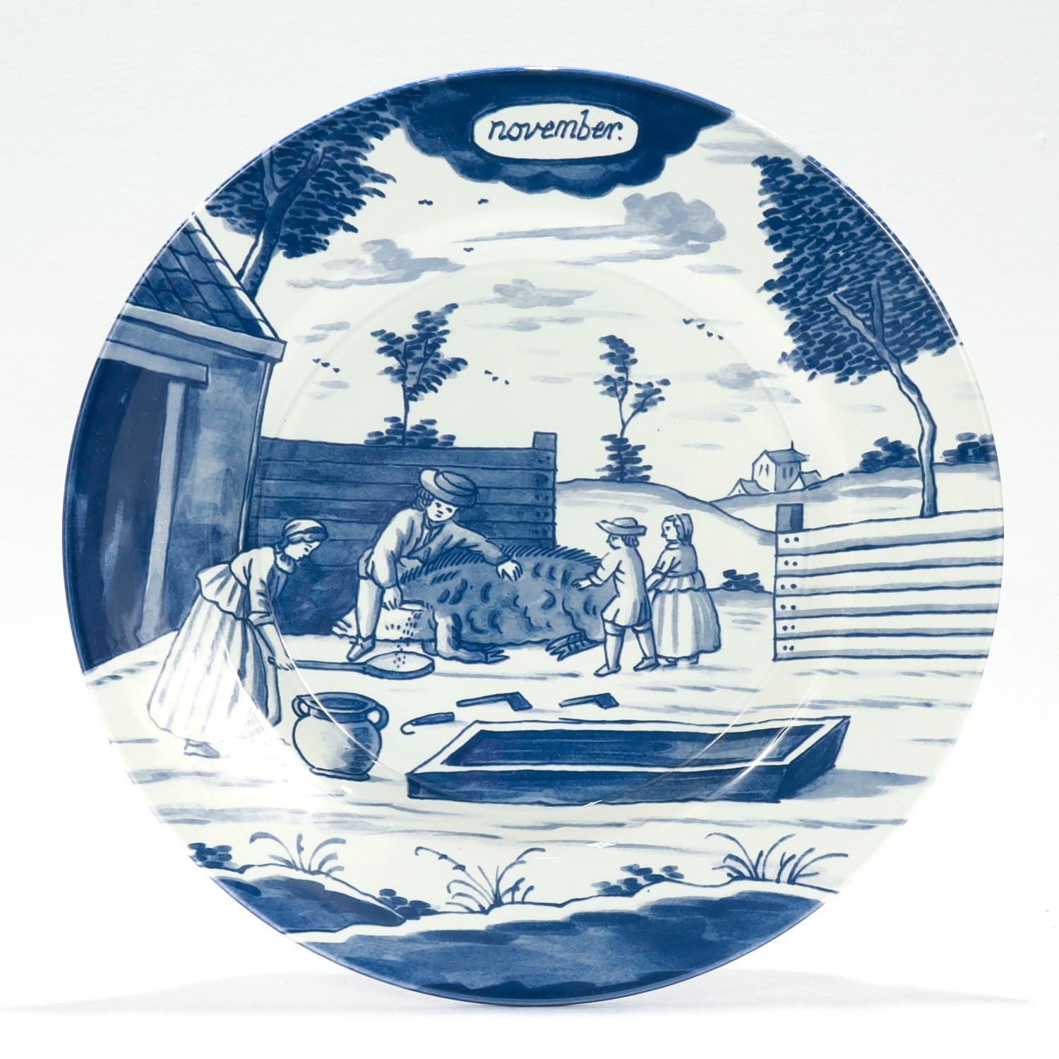 Kompletter Satz von 12 niederländischen Delft-Kalendertafeln der Erstausgabe des Metropolitan Museums 6