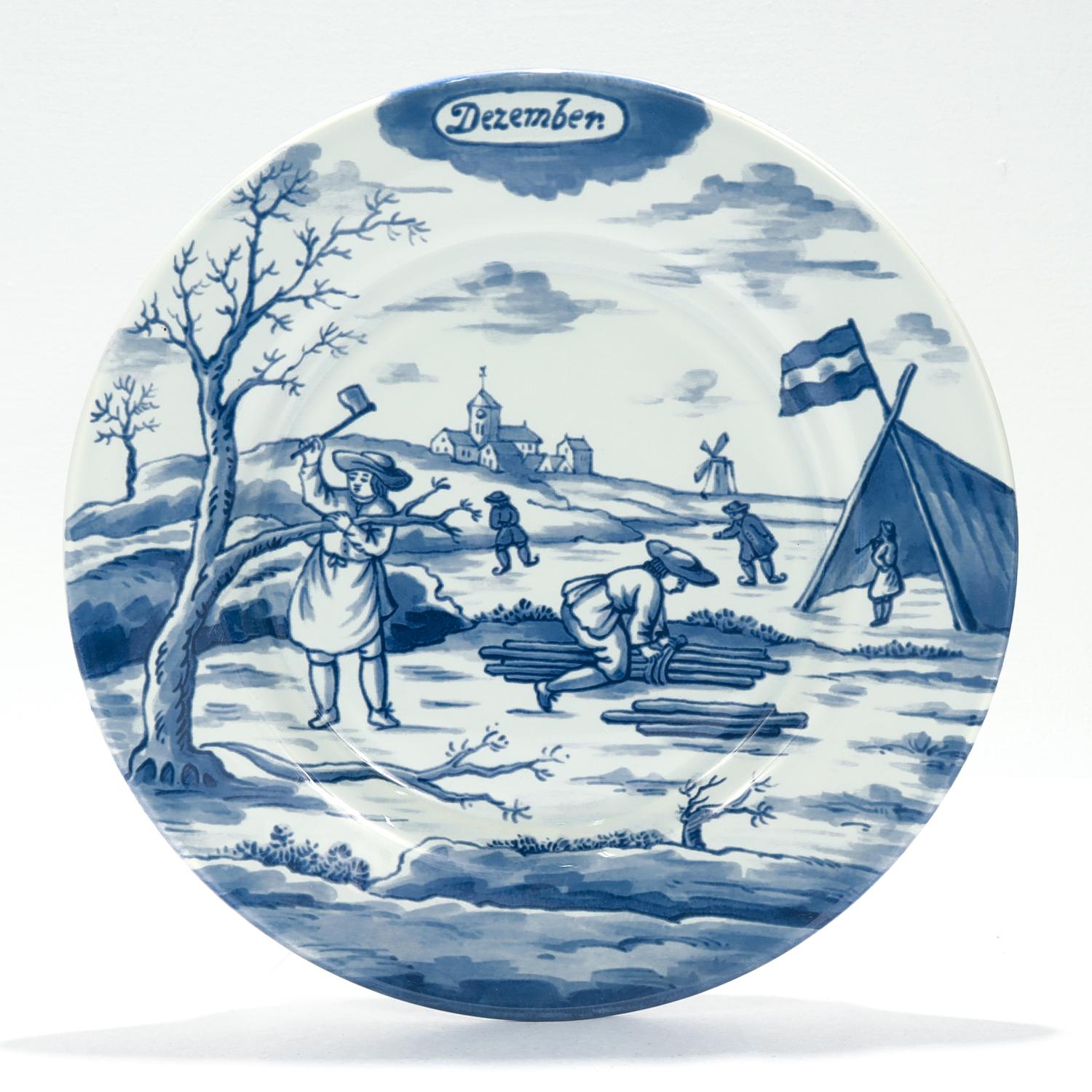 Kompletter Satz von 12 niederländischen Delft-Kalendertafeln der Erstausgabe des Metropolitan Museums 7