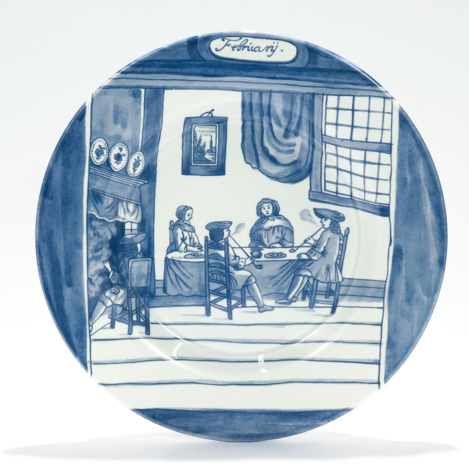 Kompletter Satz von 12 niederländischen Delft-Kalendertafeln der Erstausgabe des Metropolitan Museums (Niederländisch)