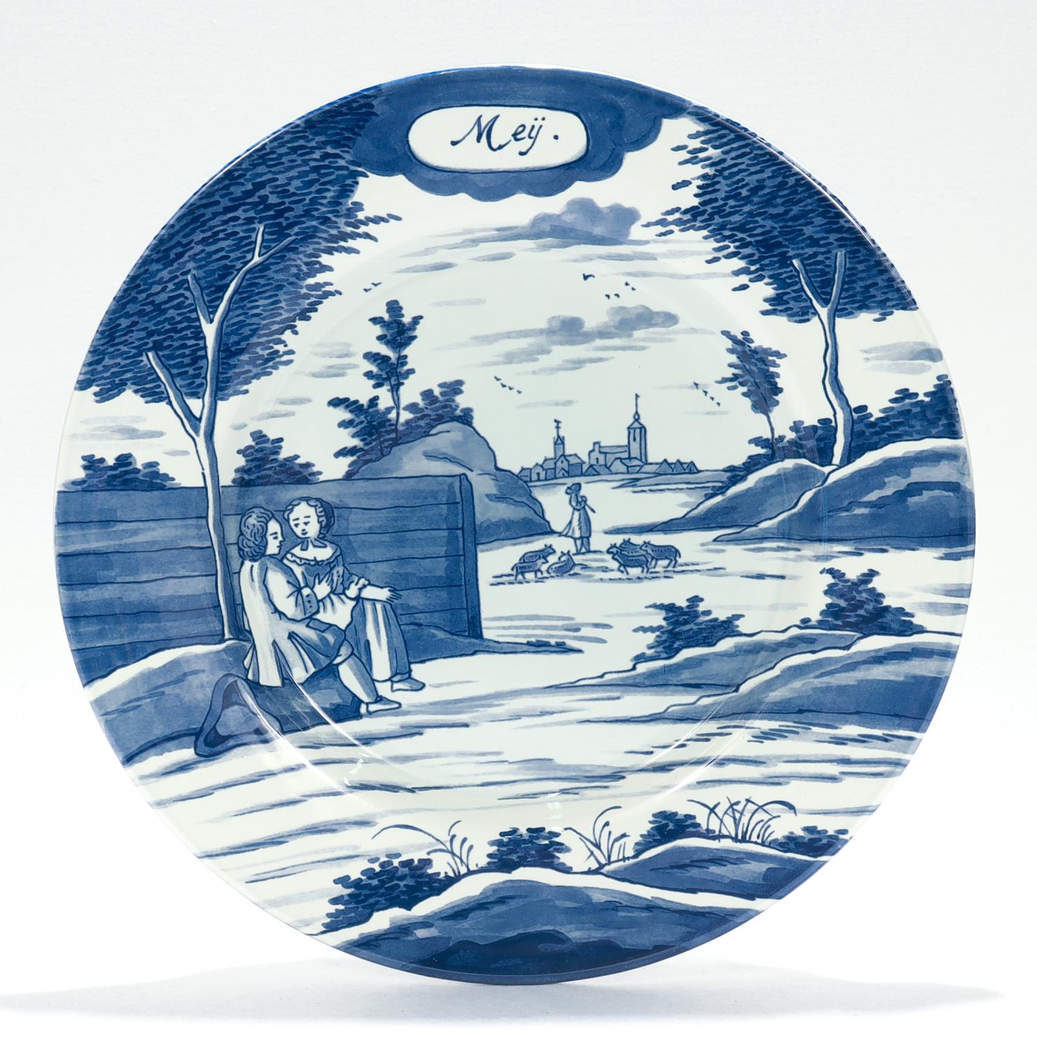 Kompletter Satz von 12 niederländischen Delft-Kalendertafeln der Erstausgabe des Metropolitan Museums (Delfter Blau)
