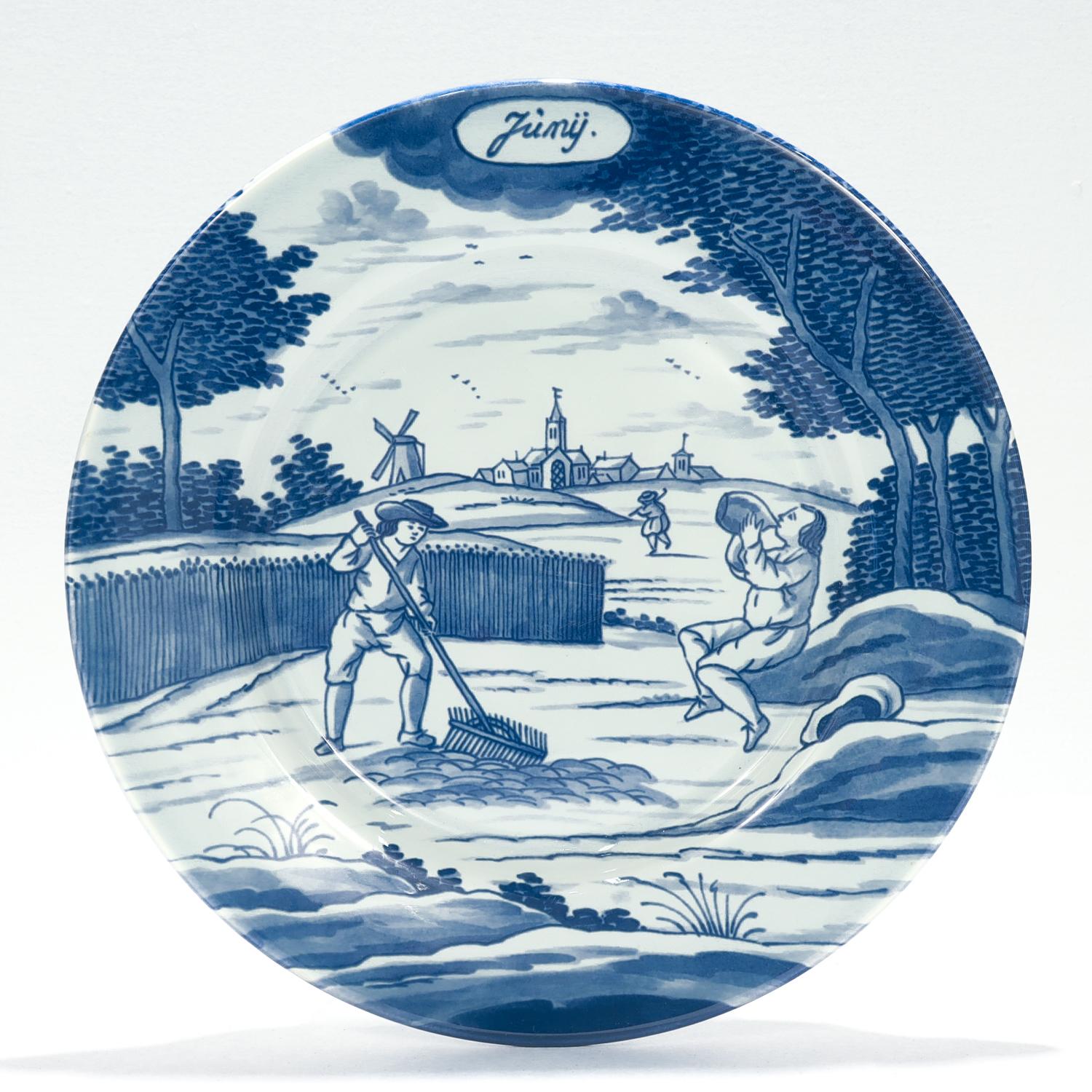 Kompletter Satz von 12 niederländischen Delft-Kalendertafeln der Erstausgabe des Metropolitan Museums 1