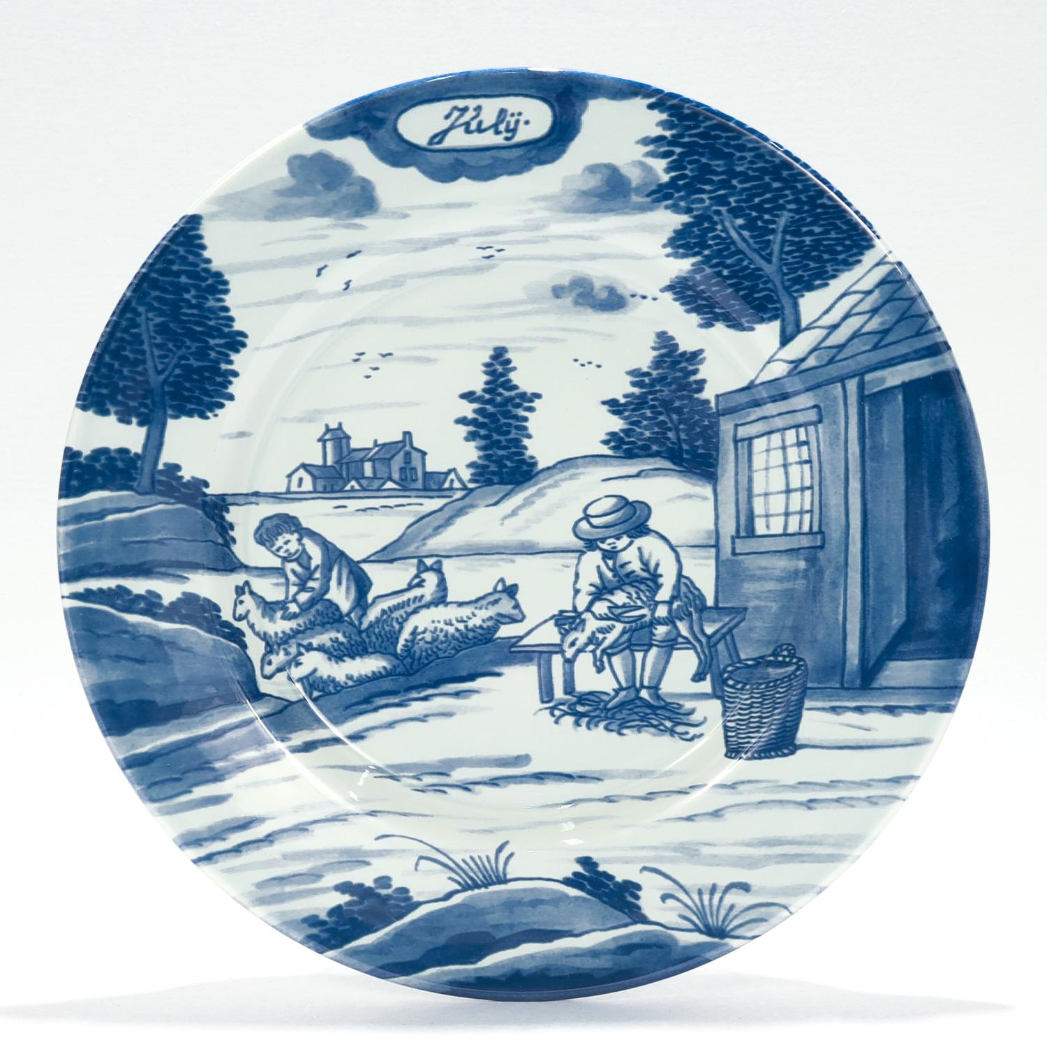 Kompletter Satz von 12 niederländischen Delft-Kalendertafeln der Erstausgabe des Metropolitan Museums 2