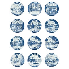 Vintage Complete Set of 12 Metropolitan Museum First Edition Dutch Delft Calendar Plates
