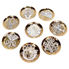 Complete Set of 8 Fornasetti "Musicalia" Ceramic Coasters or Trivets