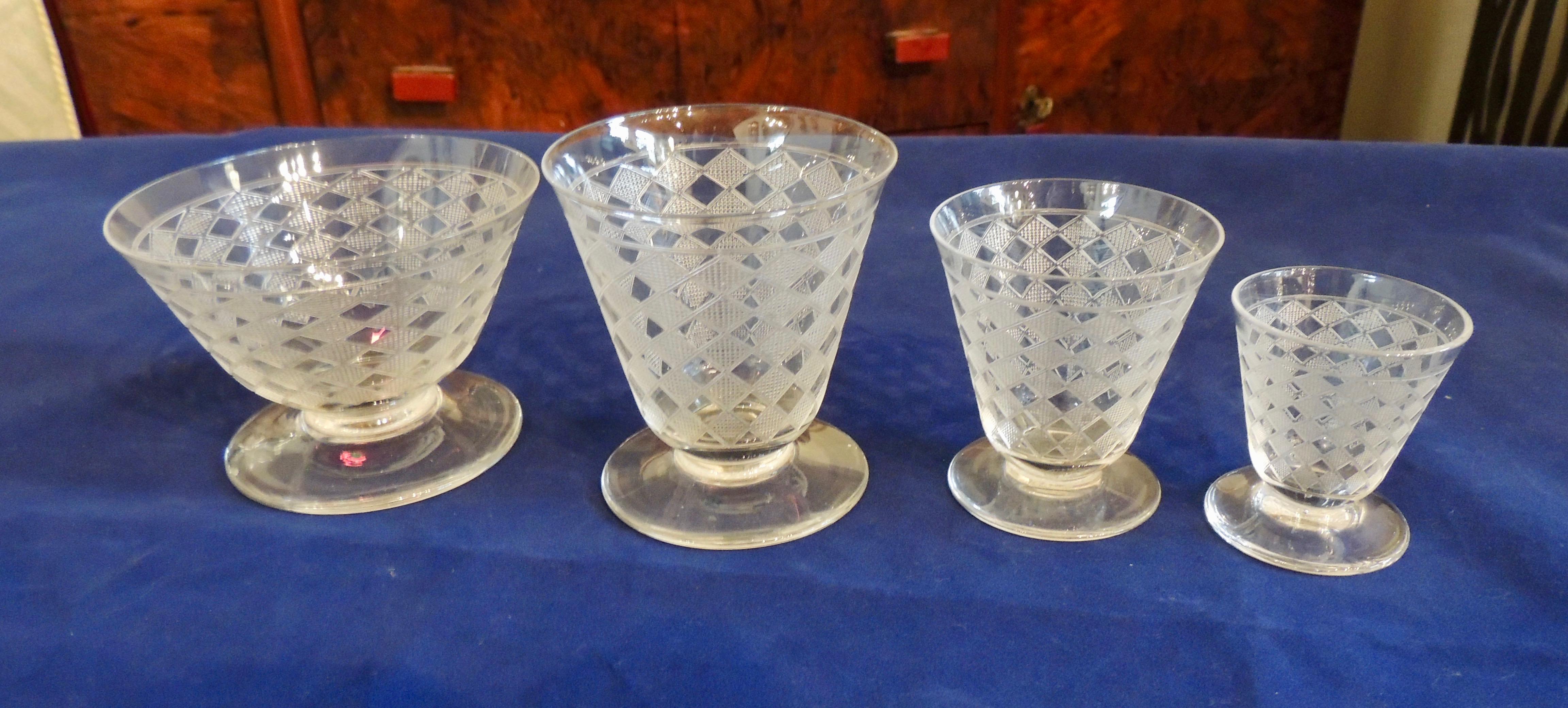 French Complete Set of Art Deco Baccarat Glassware