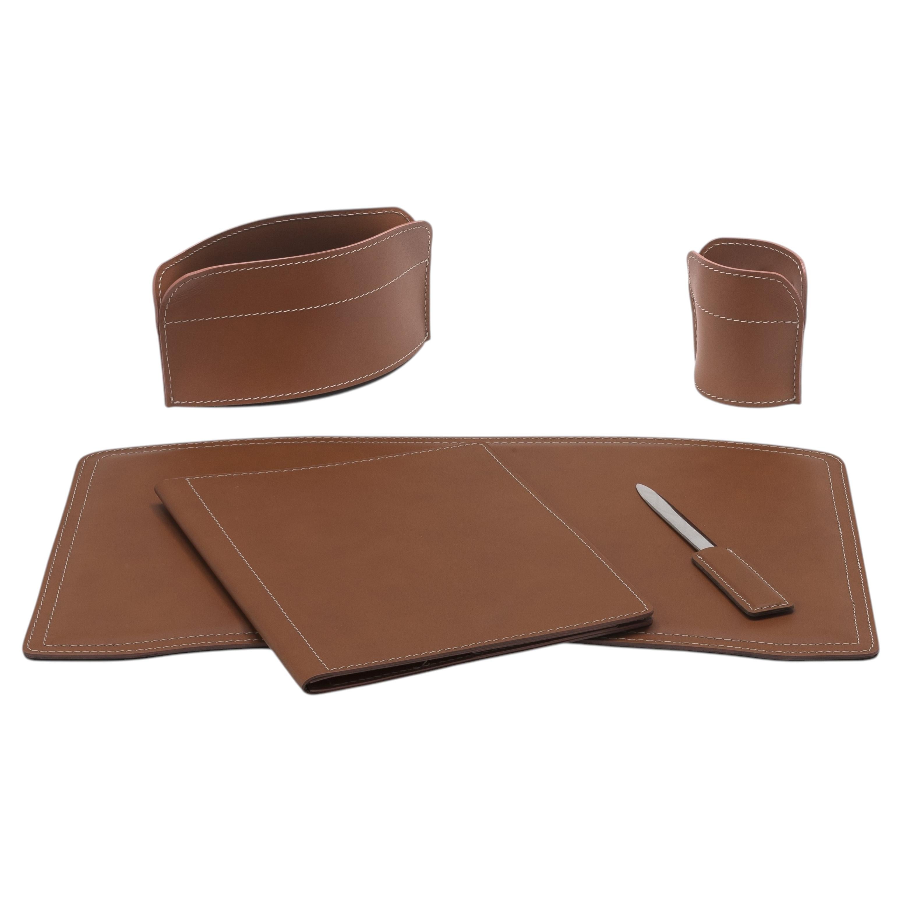 5-Piece Leather Desk Set by Limac Design, Modern Style, BRANDO