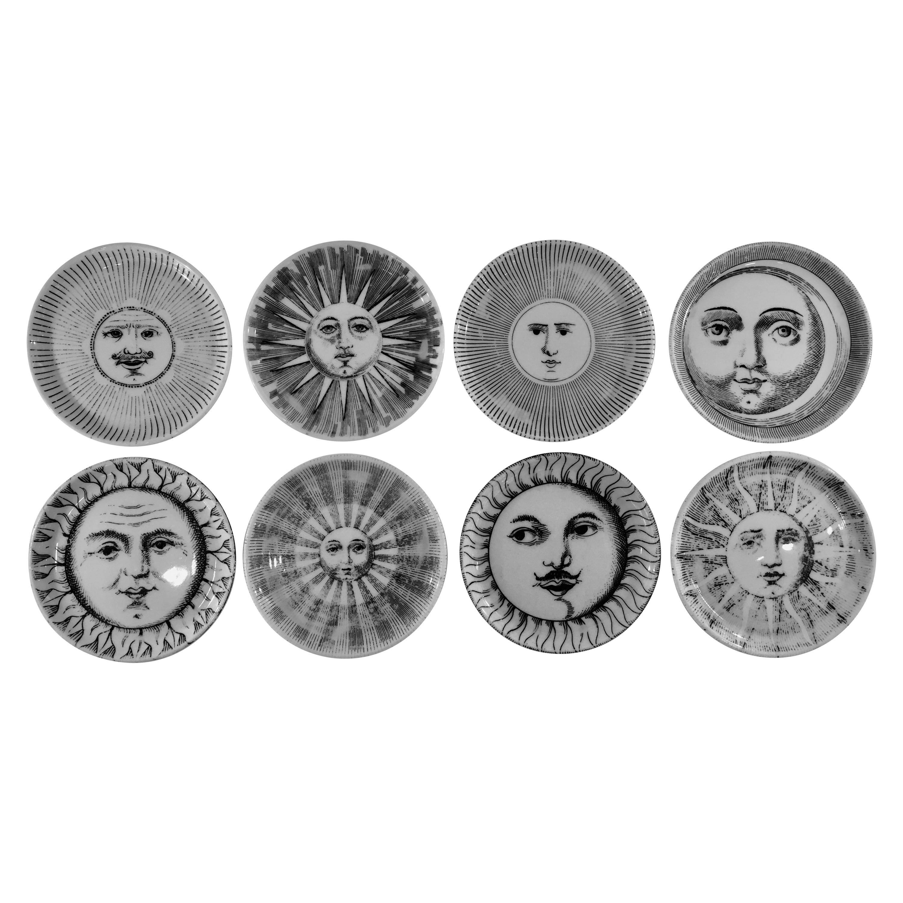 Complete Set of Eight 'Soli e Lune' Drinks Coasters by Fornasetti, Italy