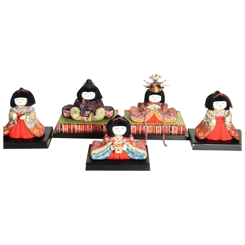 Complete Set of Fifteen Japanese Hinaningyo Dolls  For Sale