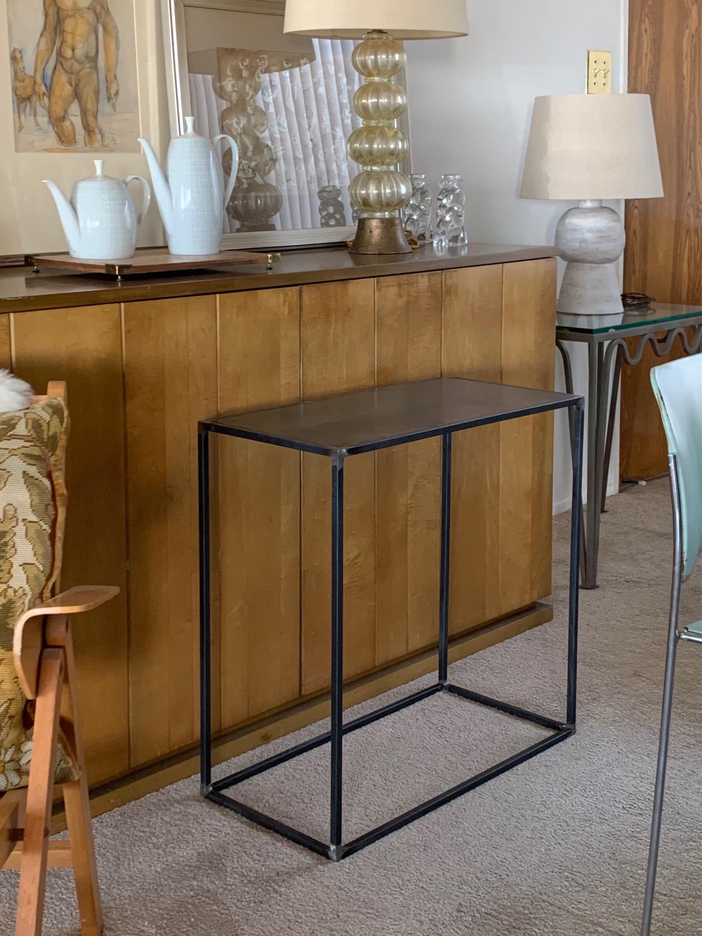 Complete Set of 'Filiforme' Minimalist Patinated Steel Living Room Tables For Sale 14